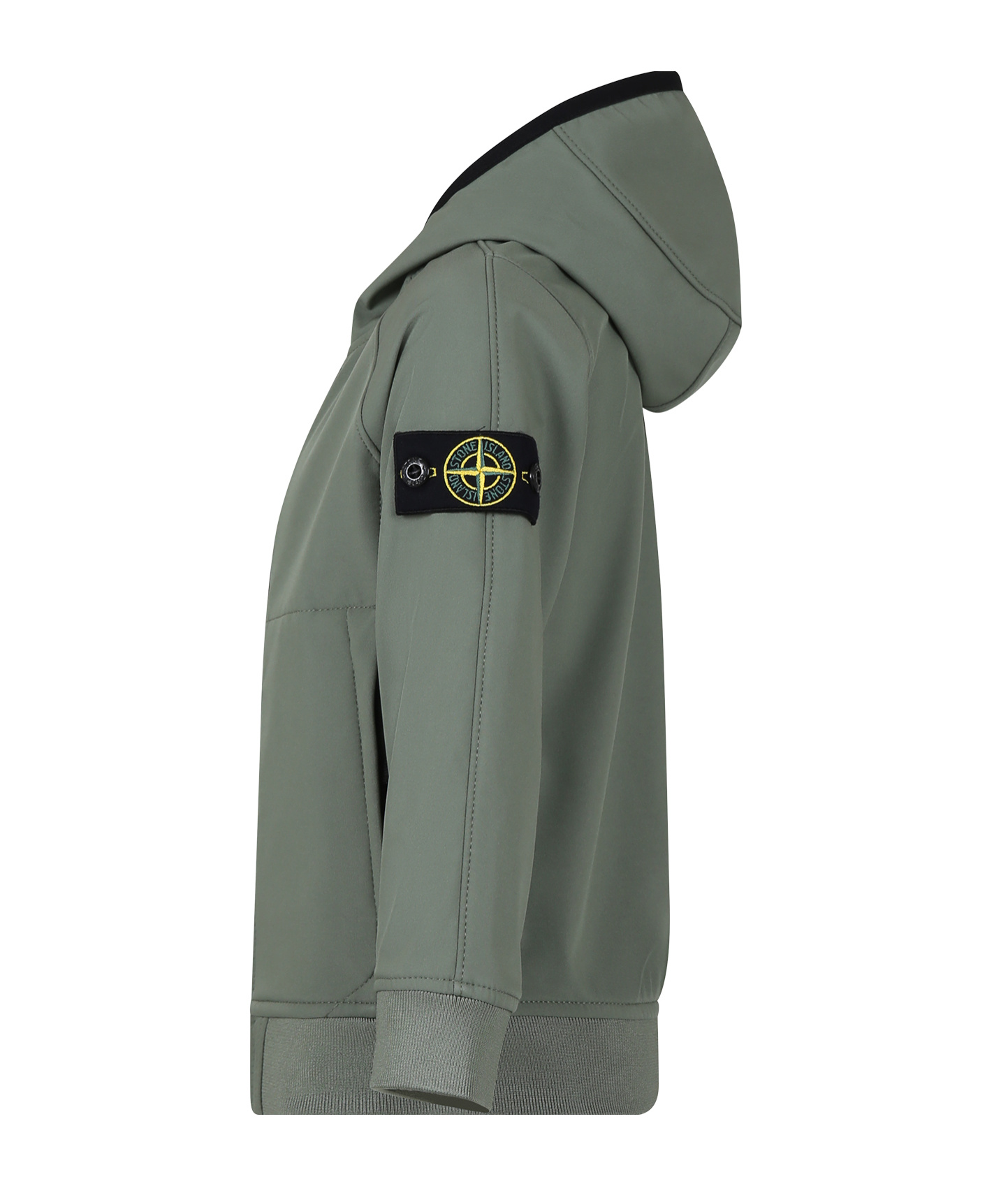 Stone Island Junior Zipped Straight Hem Hooded Jacket In Green