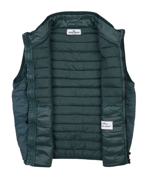 Stone Island High-necked Sleeveless Down Jacket In Green