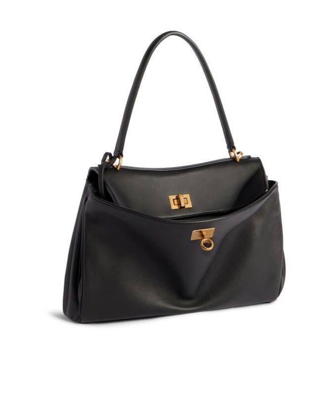 Balenciaga Dark Green Leather Mini Rodeo Handbag In Black