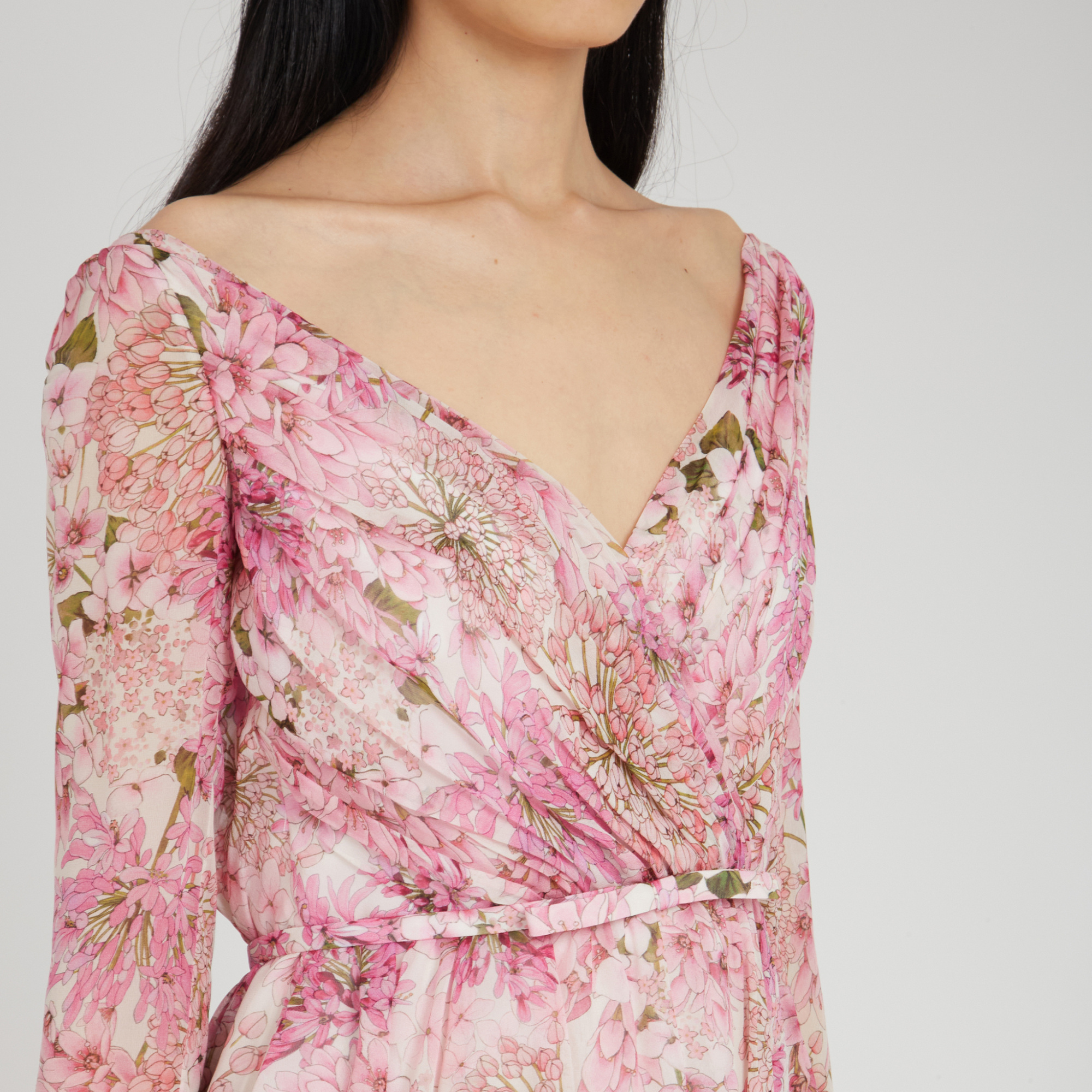 Giambattista Valli V-neck Long-sleeved Dress In Nude