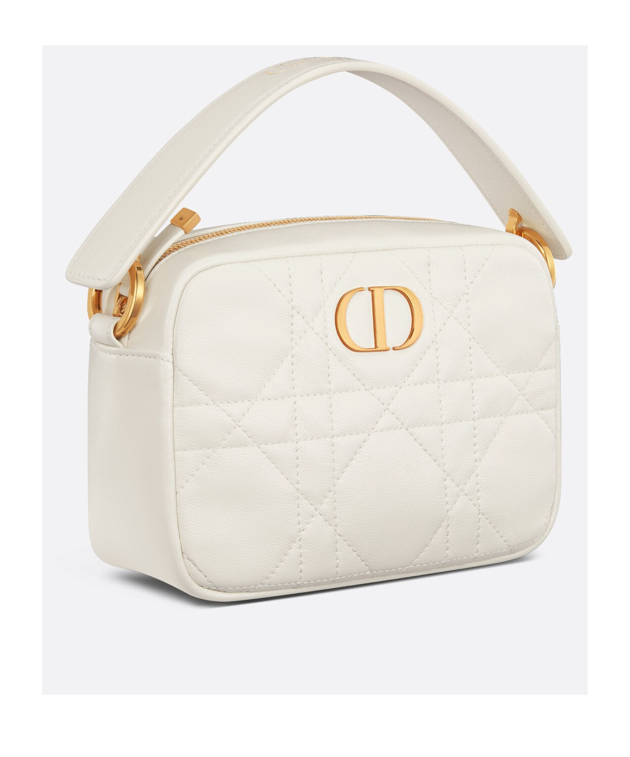 Dior Small  Caro Handle Camera Shoulder Bag In White