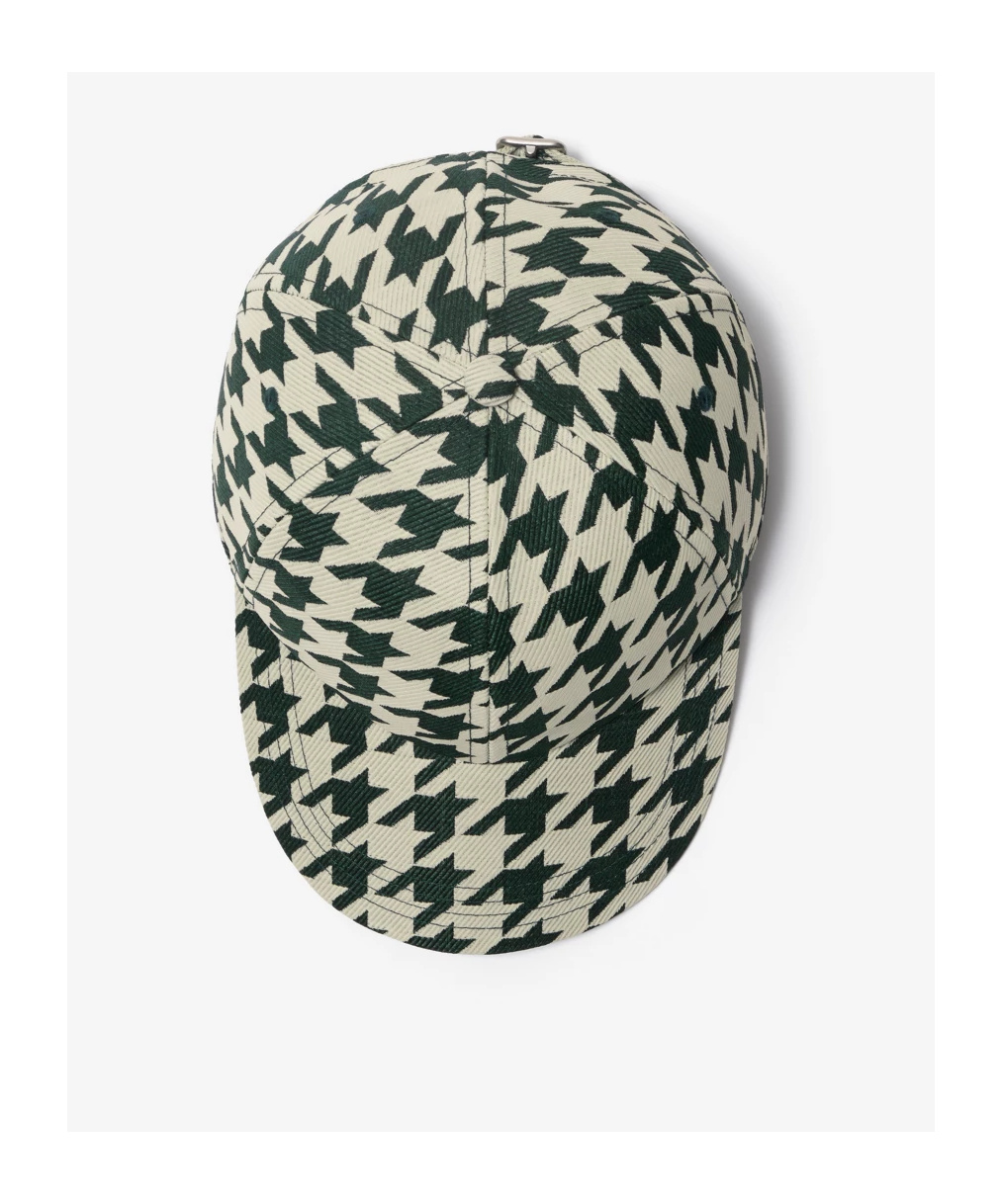 Burberry Houndstooth-pattern Cotton Cap In Green