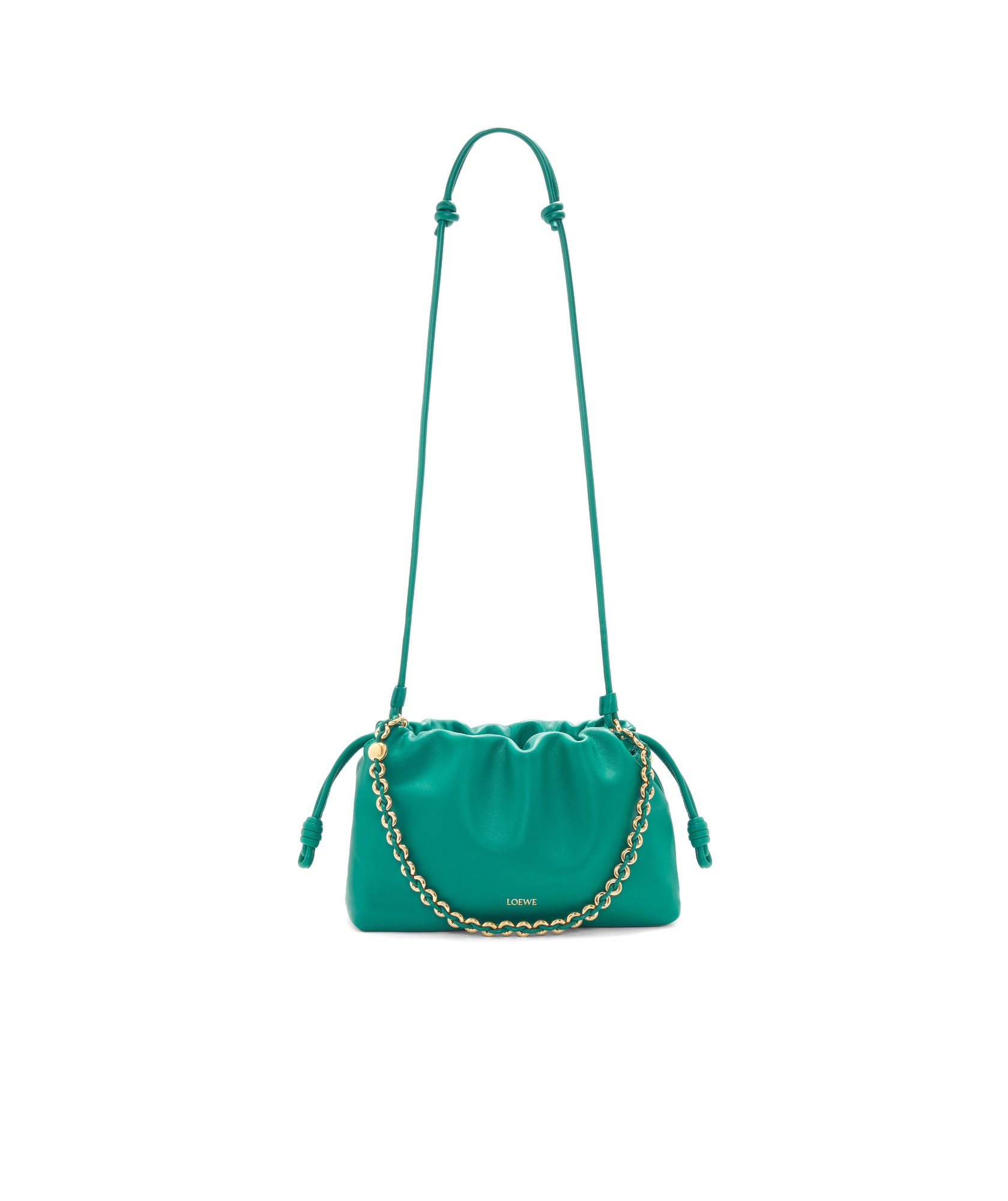 Loewe Flamenco Medium Pleated Shoulder Bag In Green