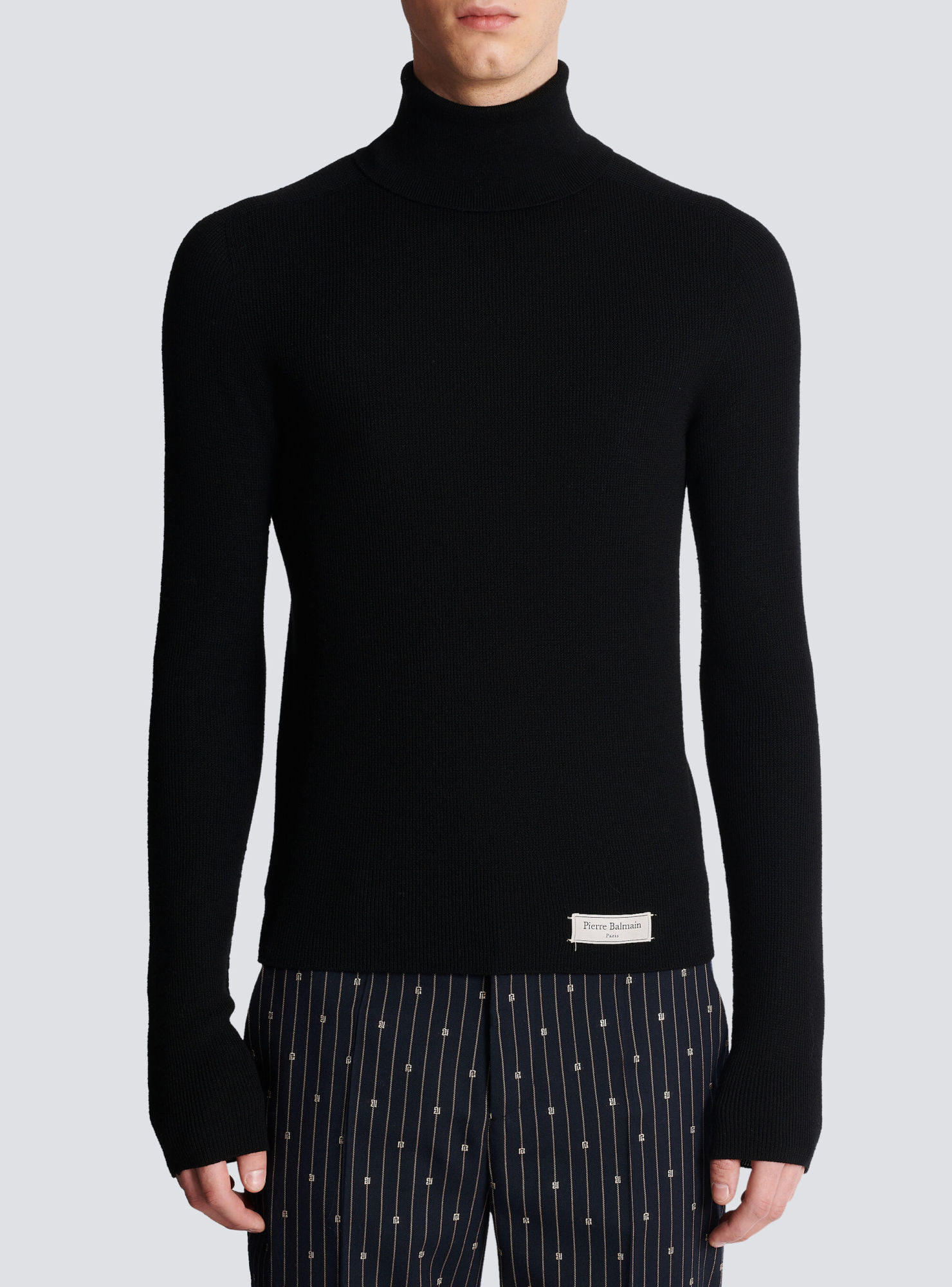 Shop Balmain Pb Turtleneck In Black