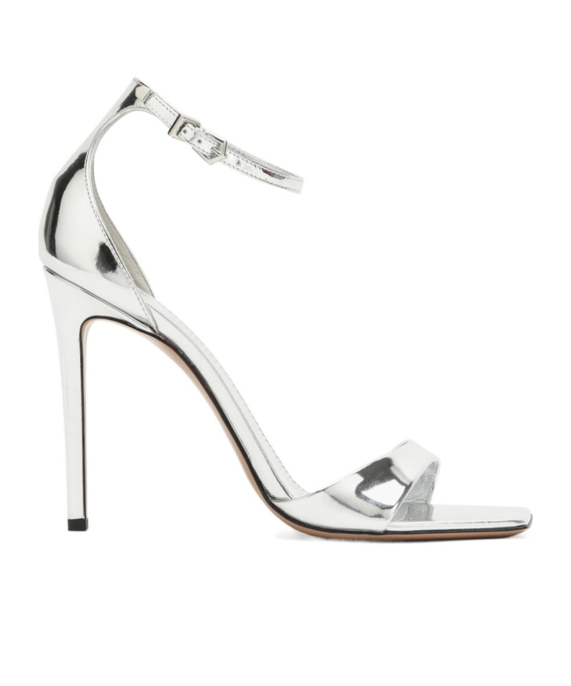 Paris Texas 105mm Stiletto Mirror Leather Sandals In White