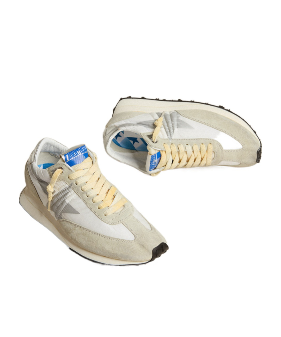 Golden Goose Running Marathon Distressed Leather-trimmed Shell And Suede Sneakers In Nude