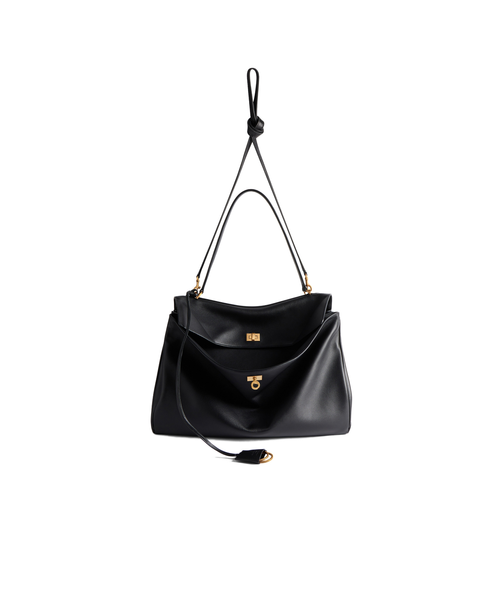 Balenciaga Shoulder Bag Structured Gold-tone Hardware In Black