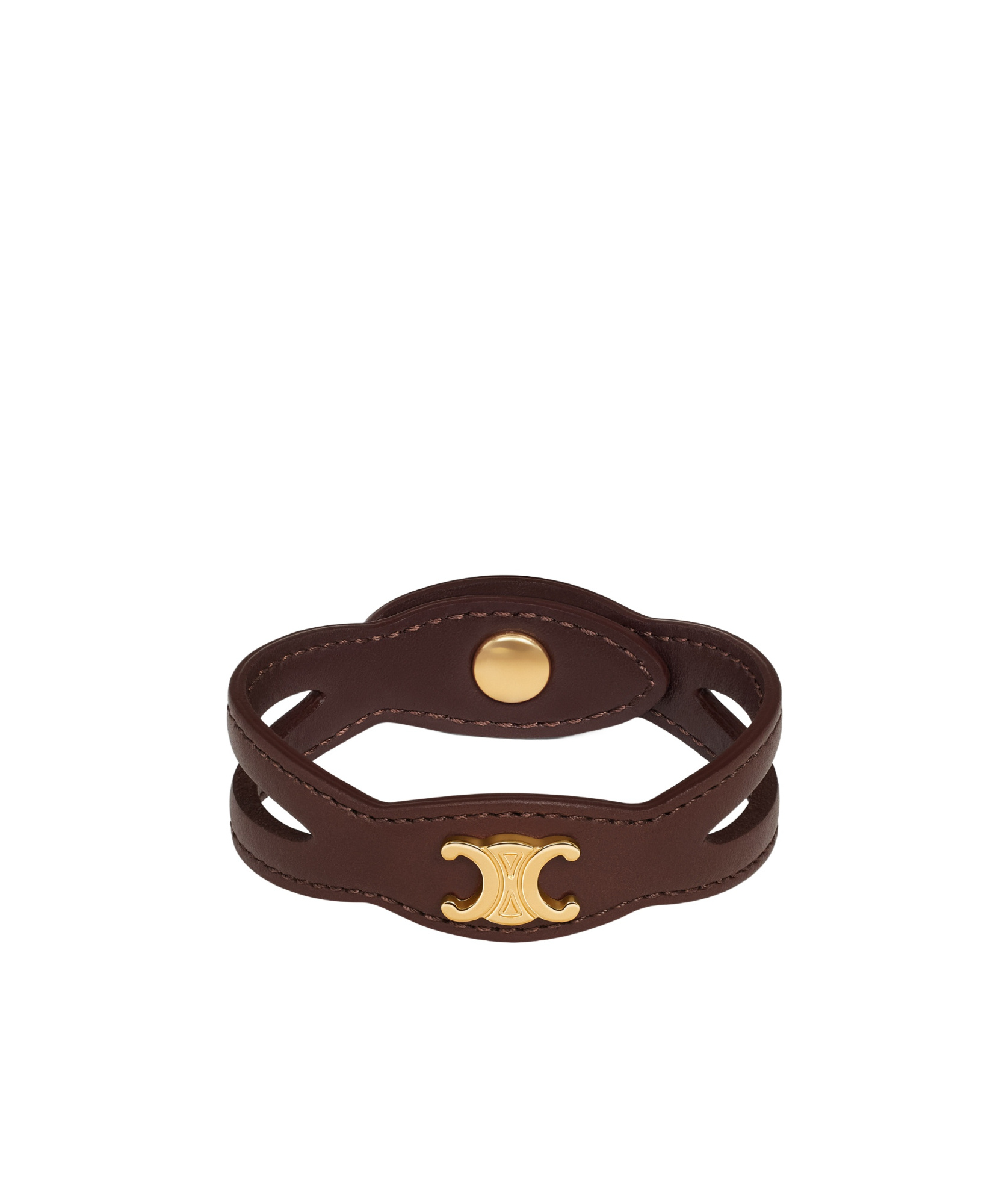 Celine Luxury Leather And Brass Bracelet With Gold Finish In Red