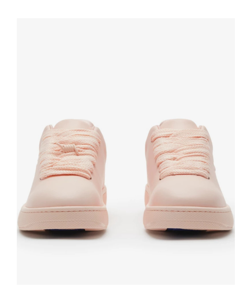 Burberry Leather Box Sneakers In Nude