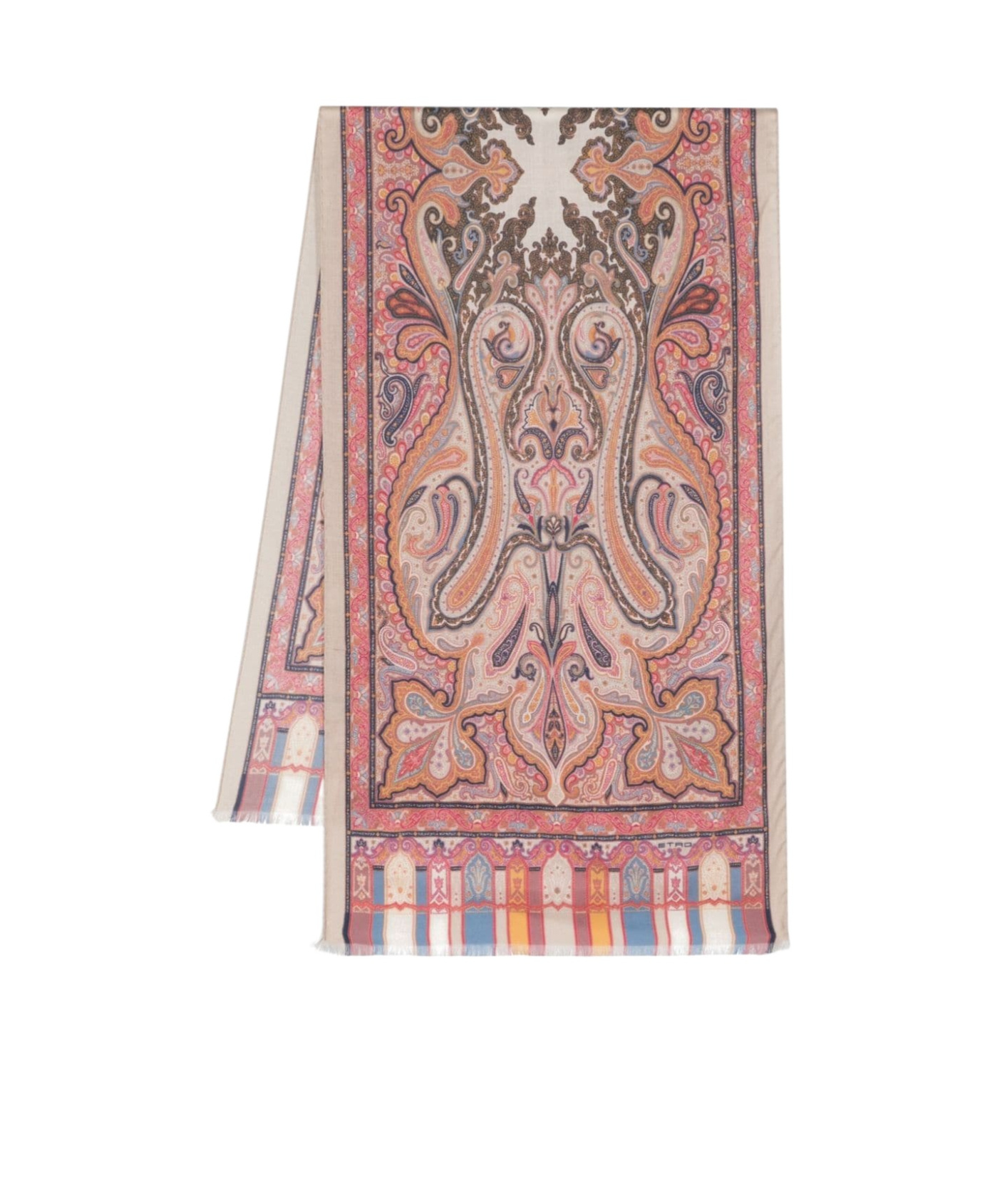 Etro Cashmere And Silk Blend Scarf Pink In Brown