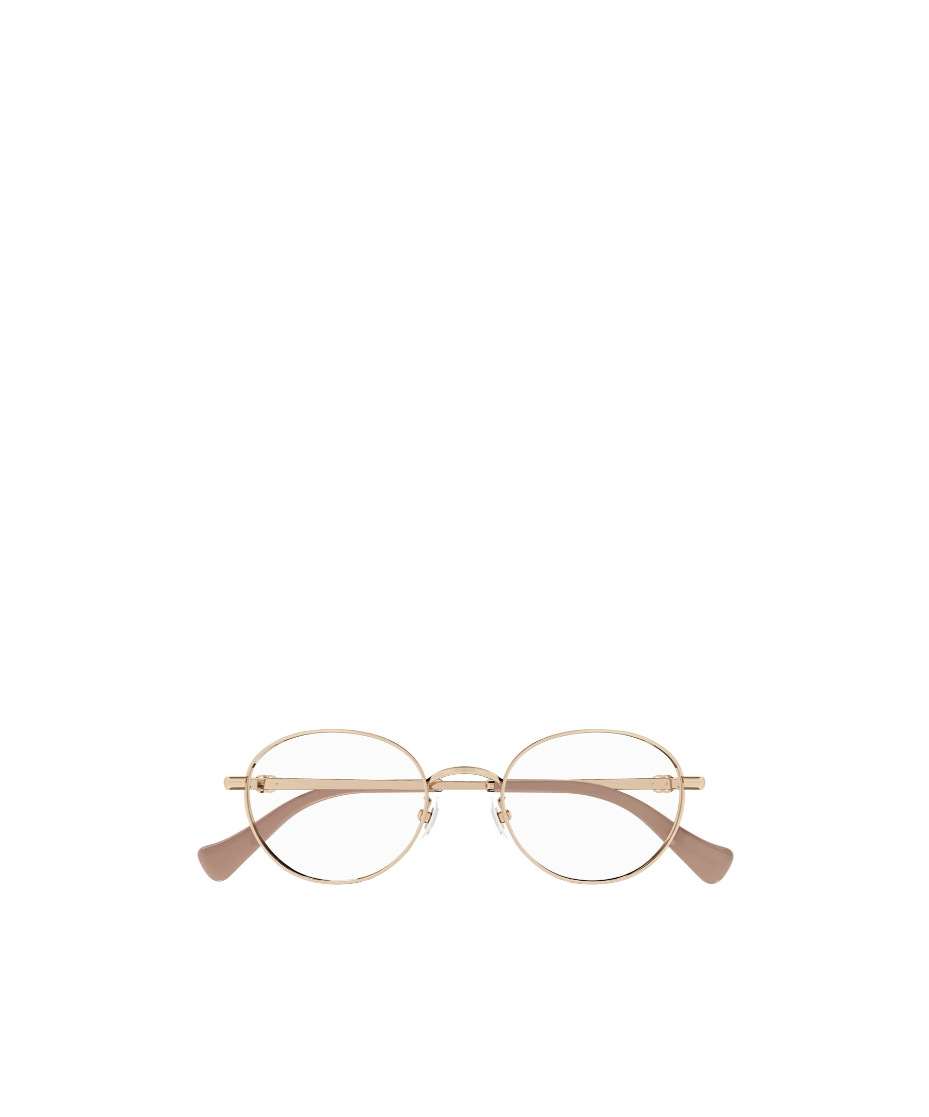 Gucci Double-g Round-frame Glasses In Nude
