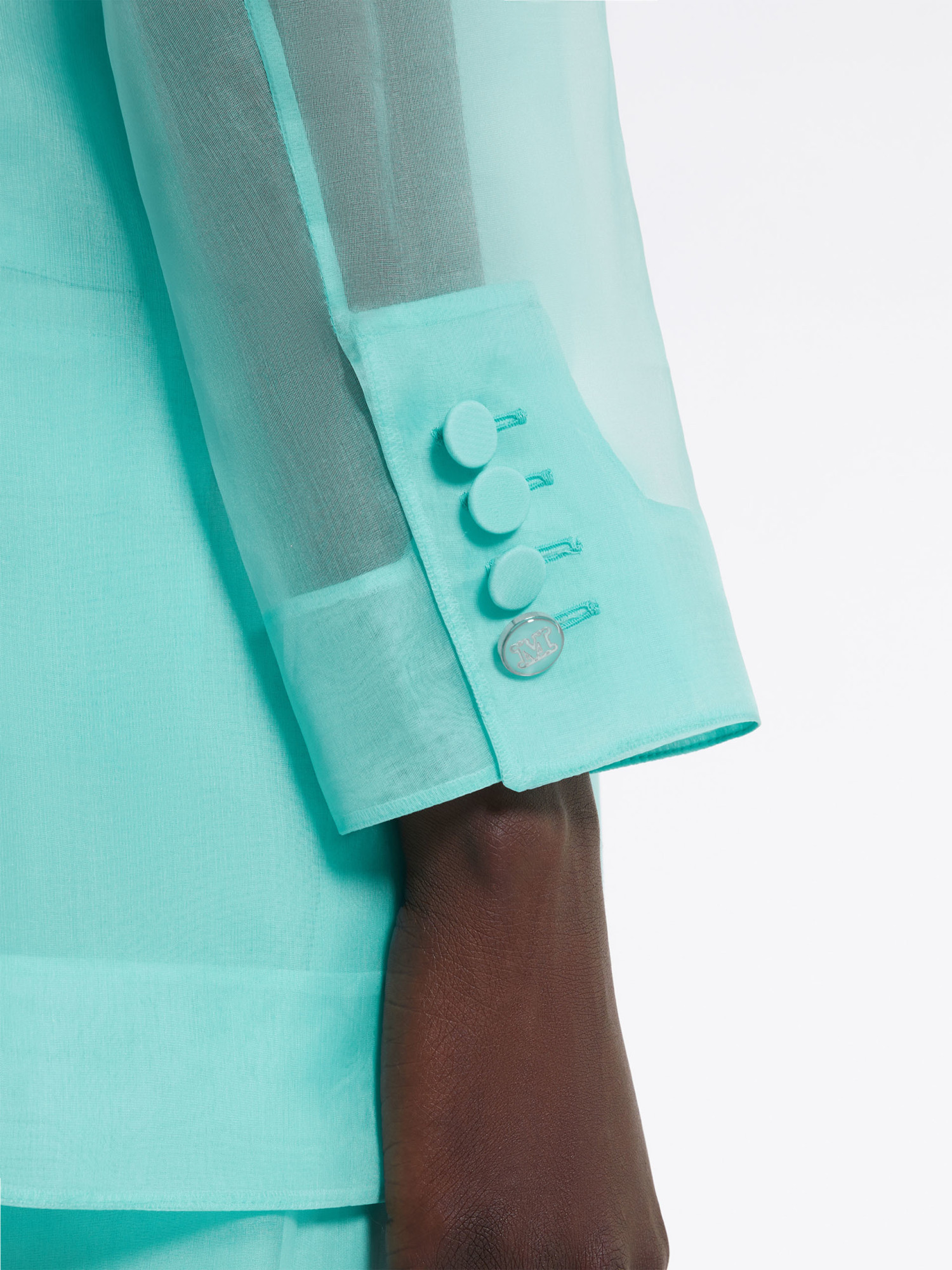 Max Mara Negrar Organza Double-breasted Blazer In Green
