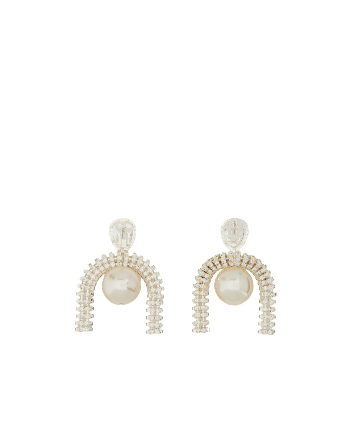 Magda Butrym Silver Colored Earrings With Pendant And Rhinestones In Yellow