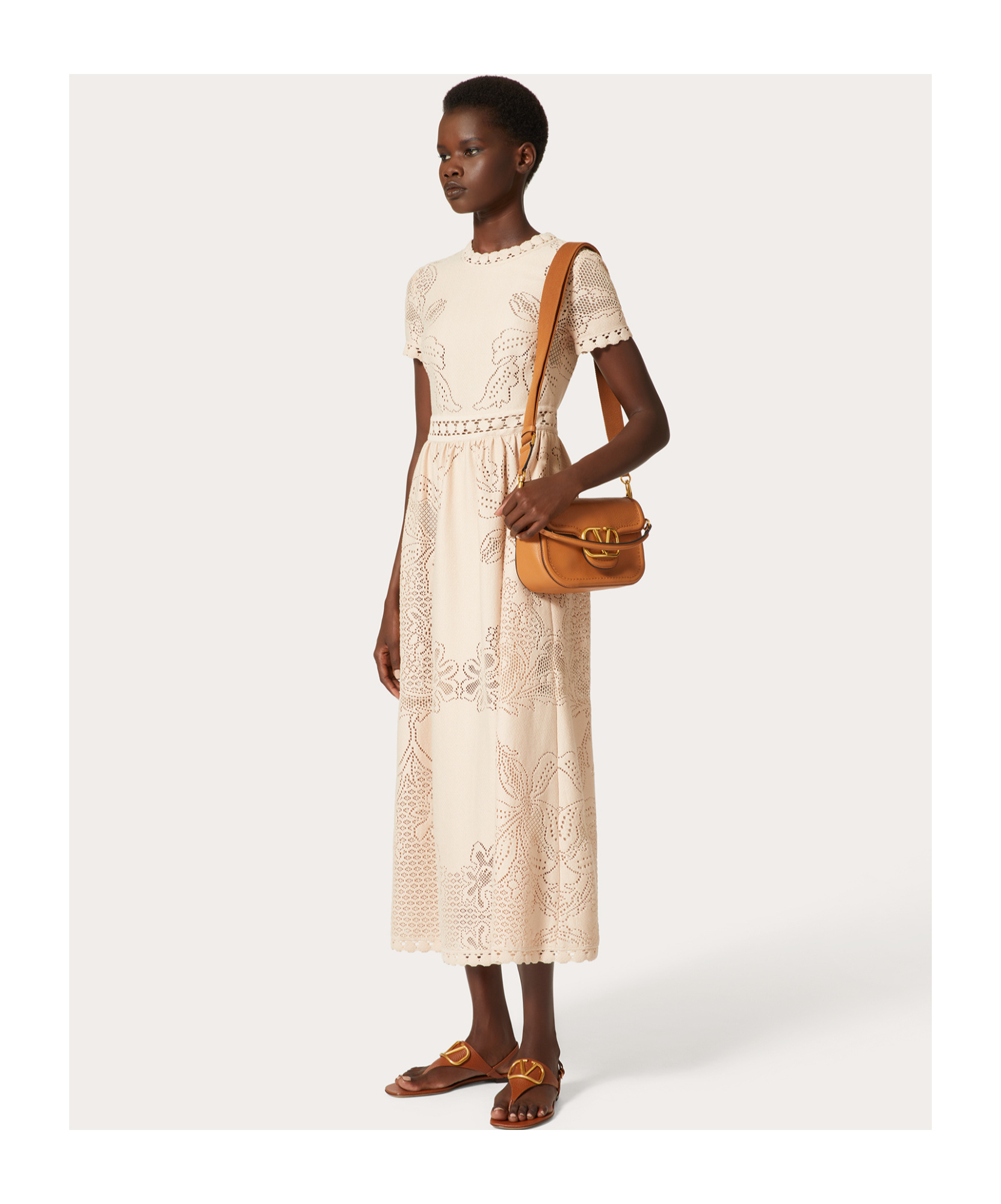 Valentino Guipure-lace Maxi Dresss In Nude