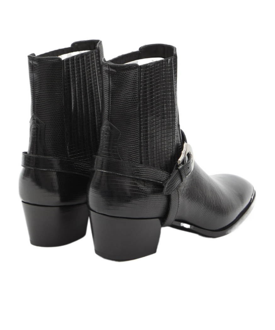 CELINE WESTERN CHELSEA ISAAC BOOT WITH HARNESS AND METAL TOE IN TEJUS STAMPED CALFSKIN
