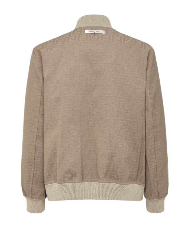 Fendi Zucca-jacquard Bomber Jacket In Nude