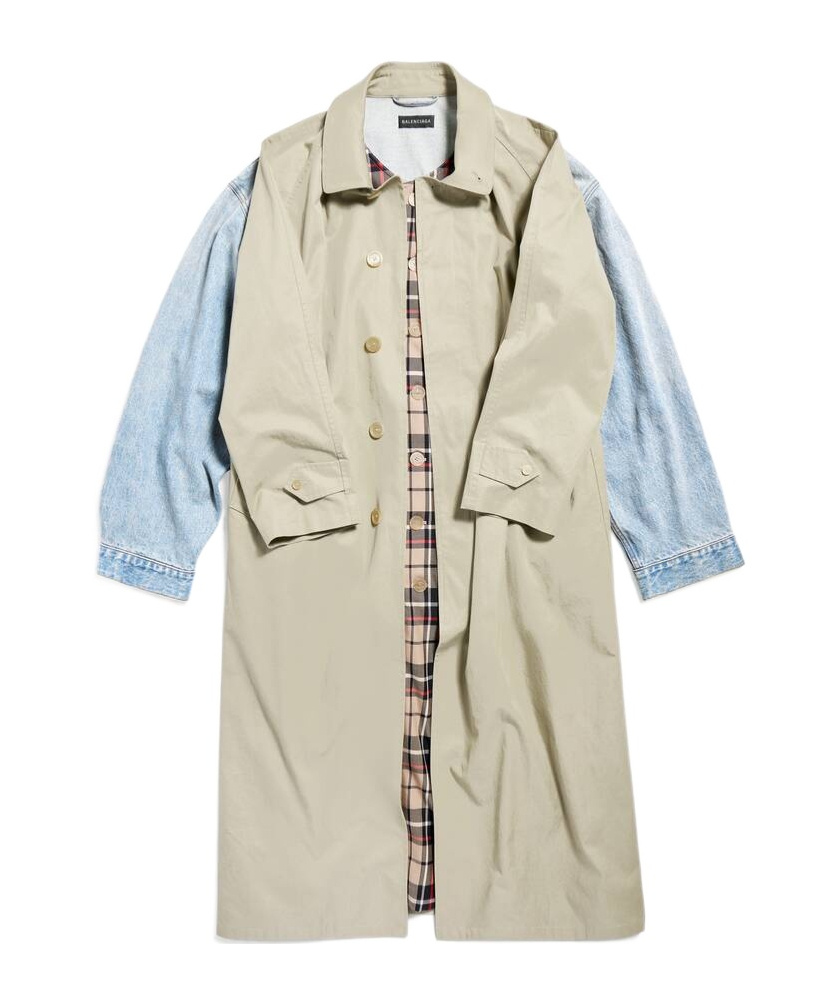 Balenciaga Spliced Design Coat In Nude