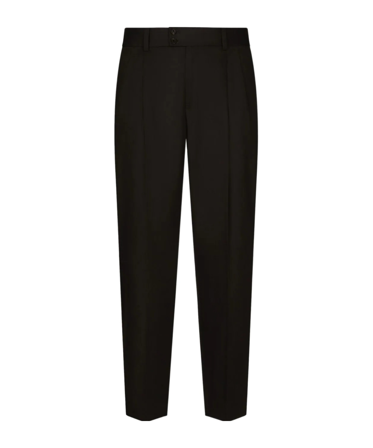 Dolce & Gabbana Tailored Cotton Trousers With Double Pleats In Black