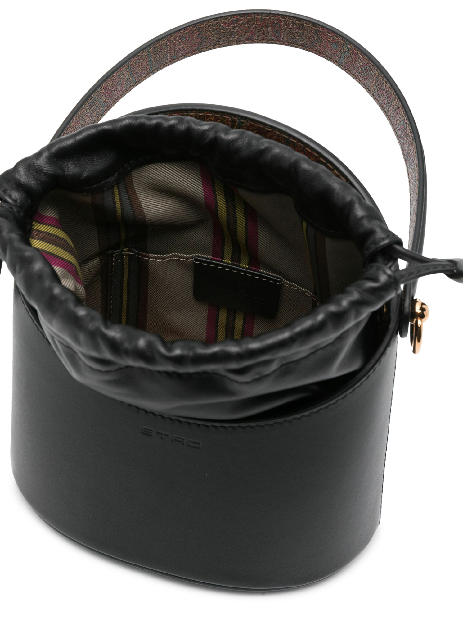 Etro Mini Saturno Bucket Shoulder Bag In Black