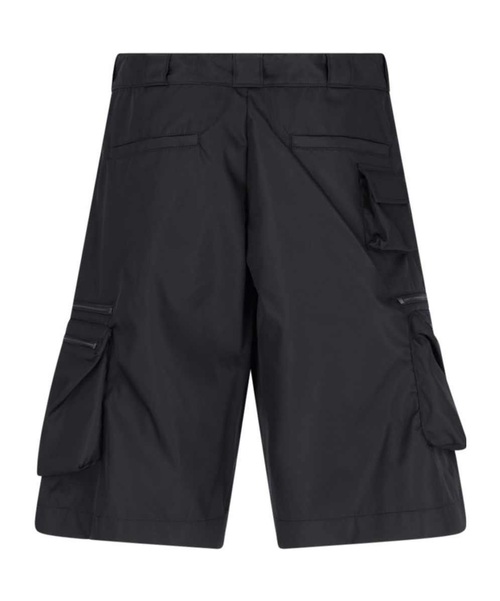Prada Triangle-plaque Cargo Shorts In Black