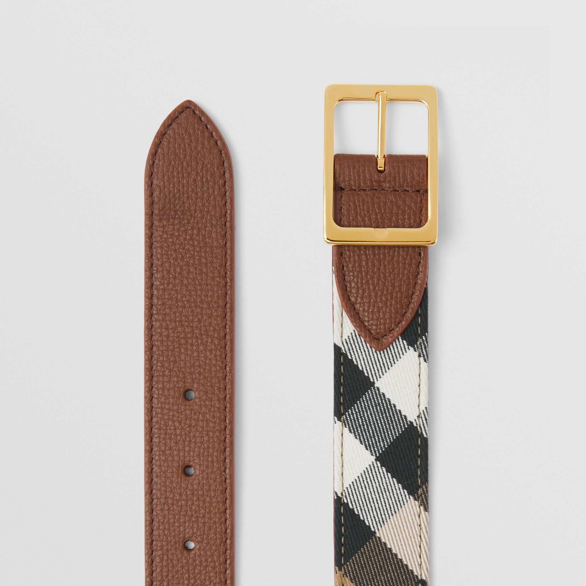 Burberry Double-sided House Checked Belt In Brown