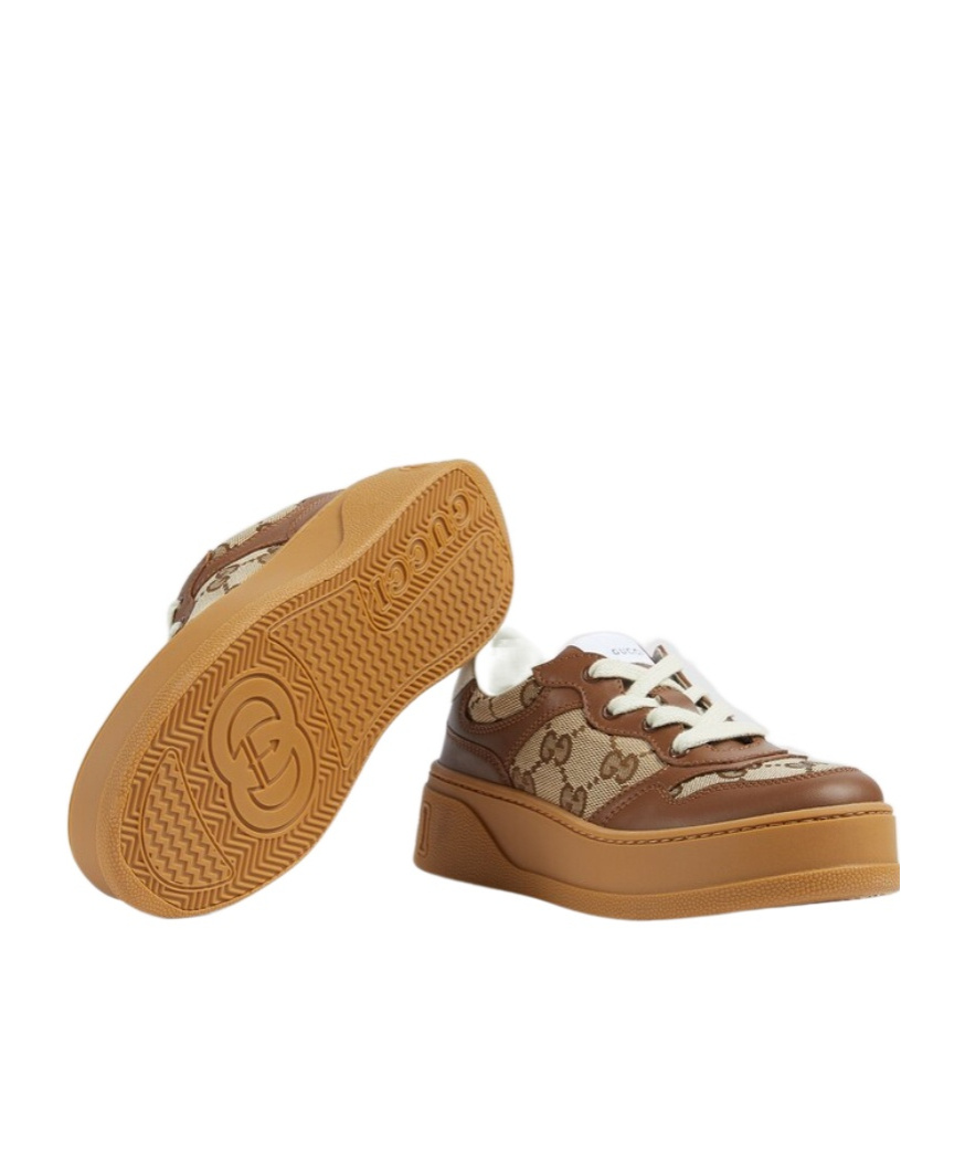 Gucci Leather Platform Sneaker In Brown
