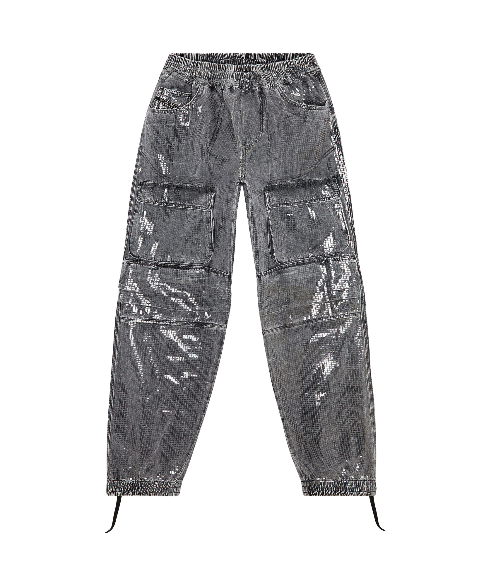 Diesel Cargo Jeans With Reflective Finish And Utility Pockets In Gray