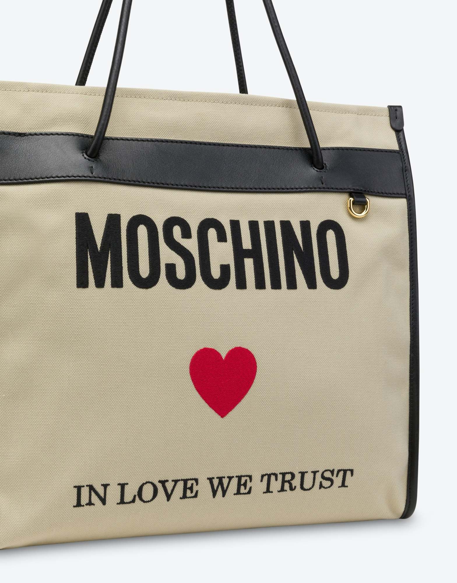 Moschino Logo Shopping Bag In Nude