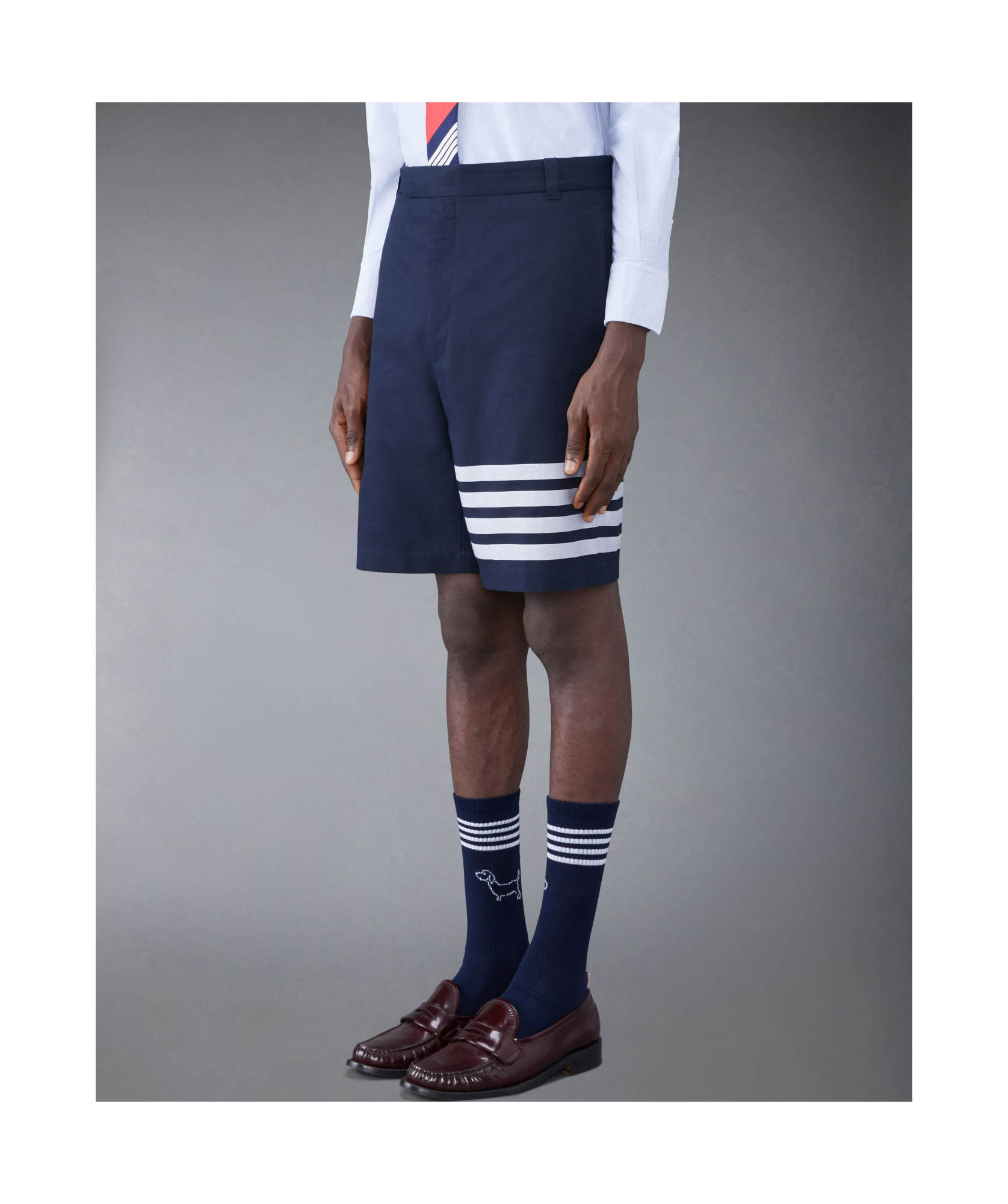 Thom Browne 4 Bar-stripe Cotton Shorts In Black
