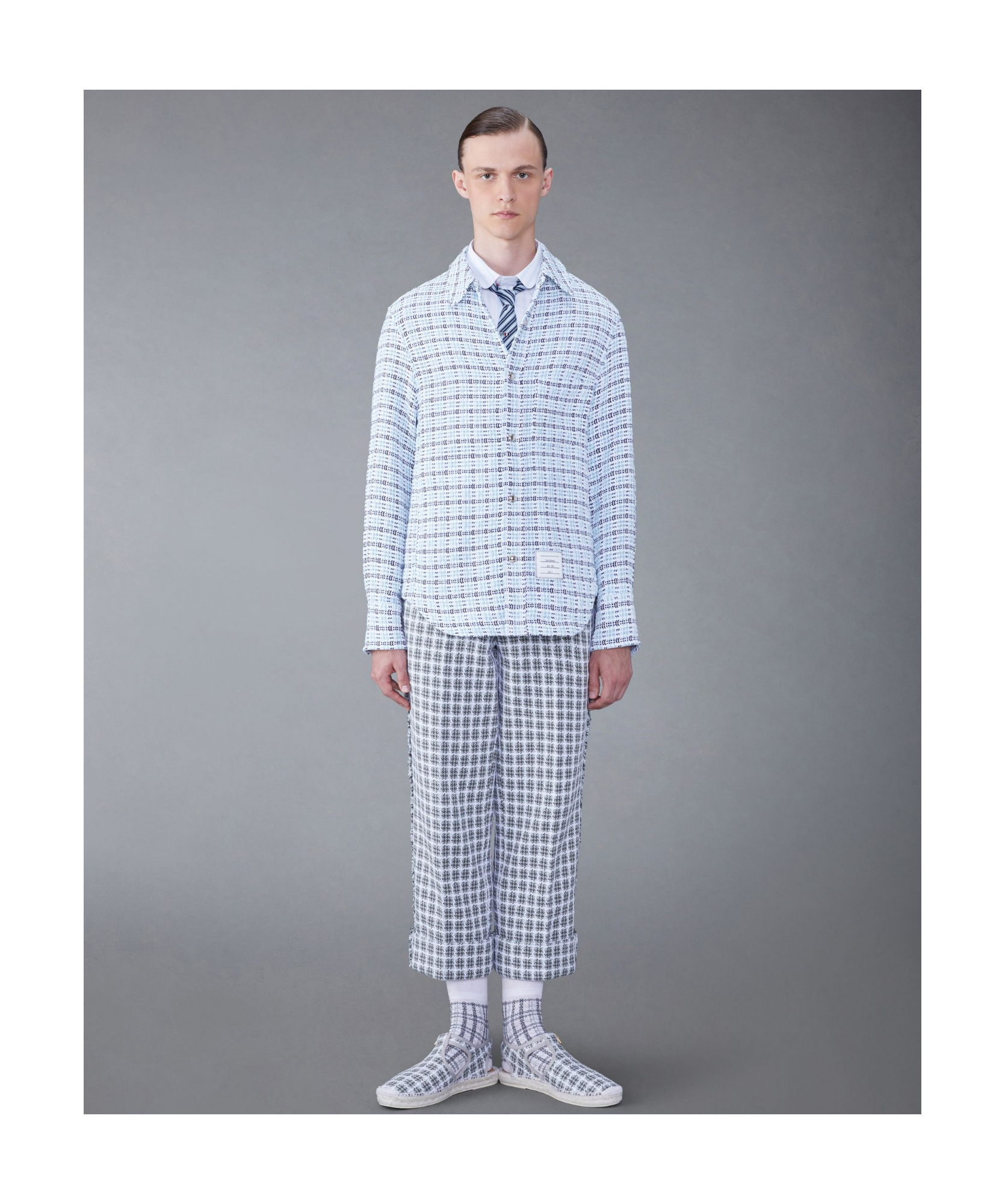 Thom Browne Mens Medium Blue Check-pattern Slip-pocket Regular-fit Cotton Shirt In Blue