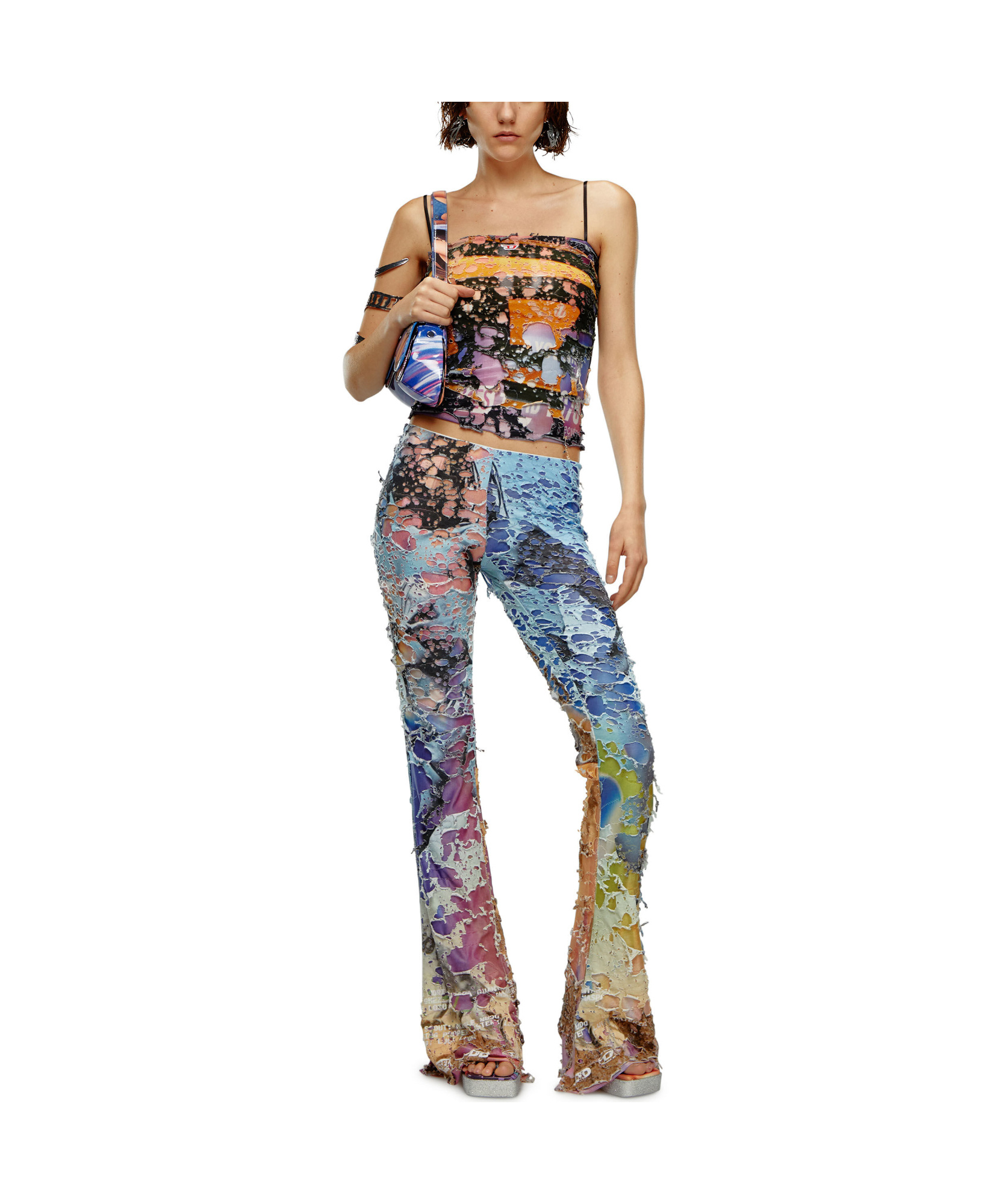 Diesel Deep Black Cotton Top In Multicolor