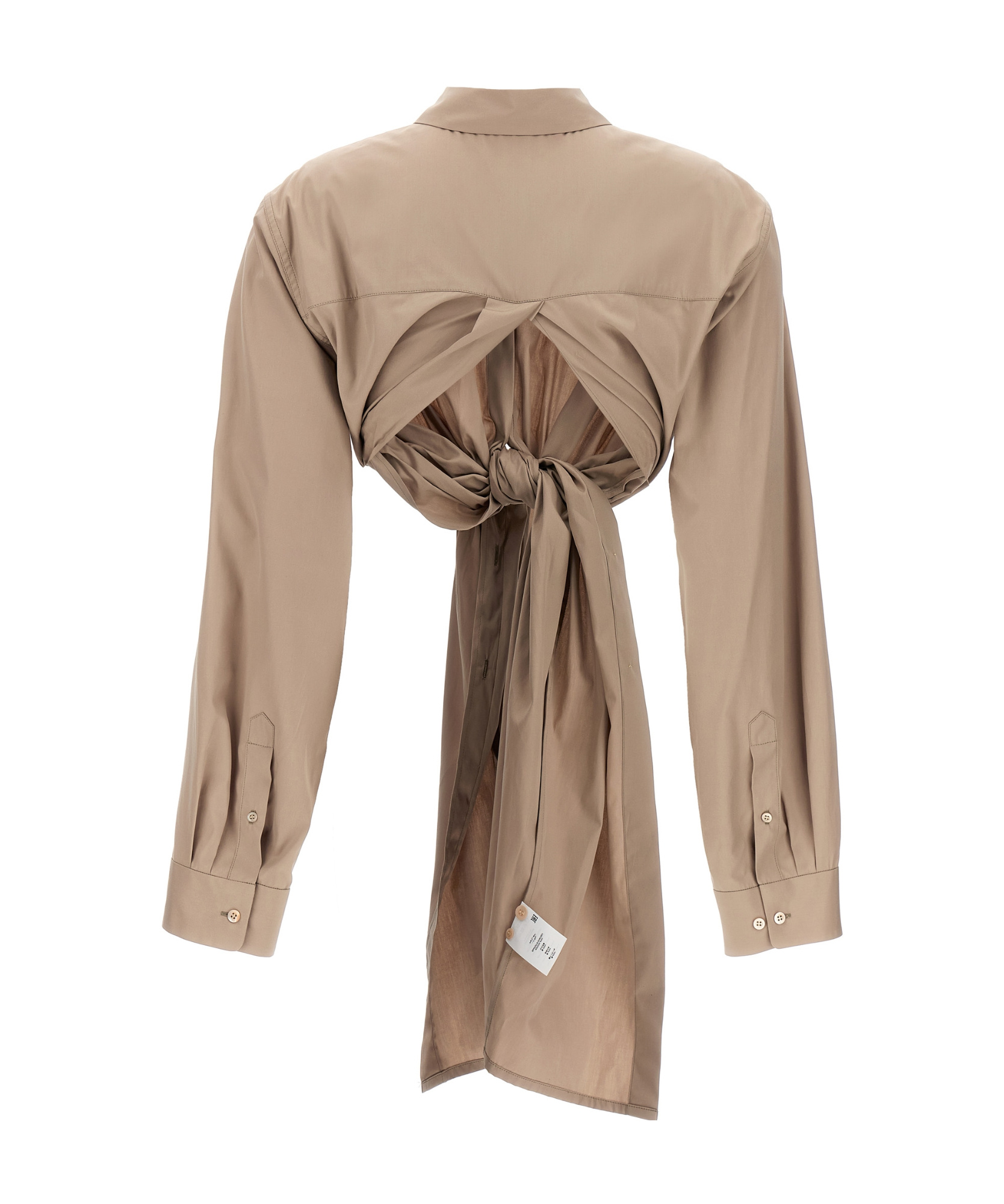 Shop Dries Van Noten Bow Detailed Cropped Shirt In Nude
