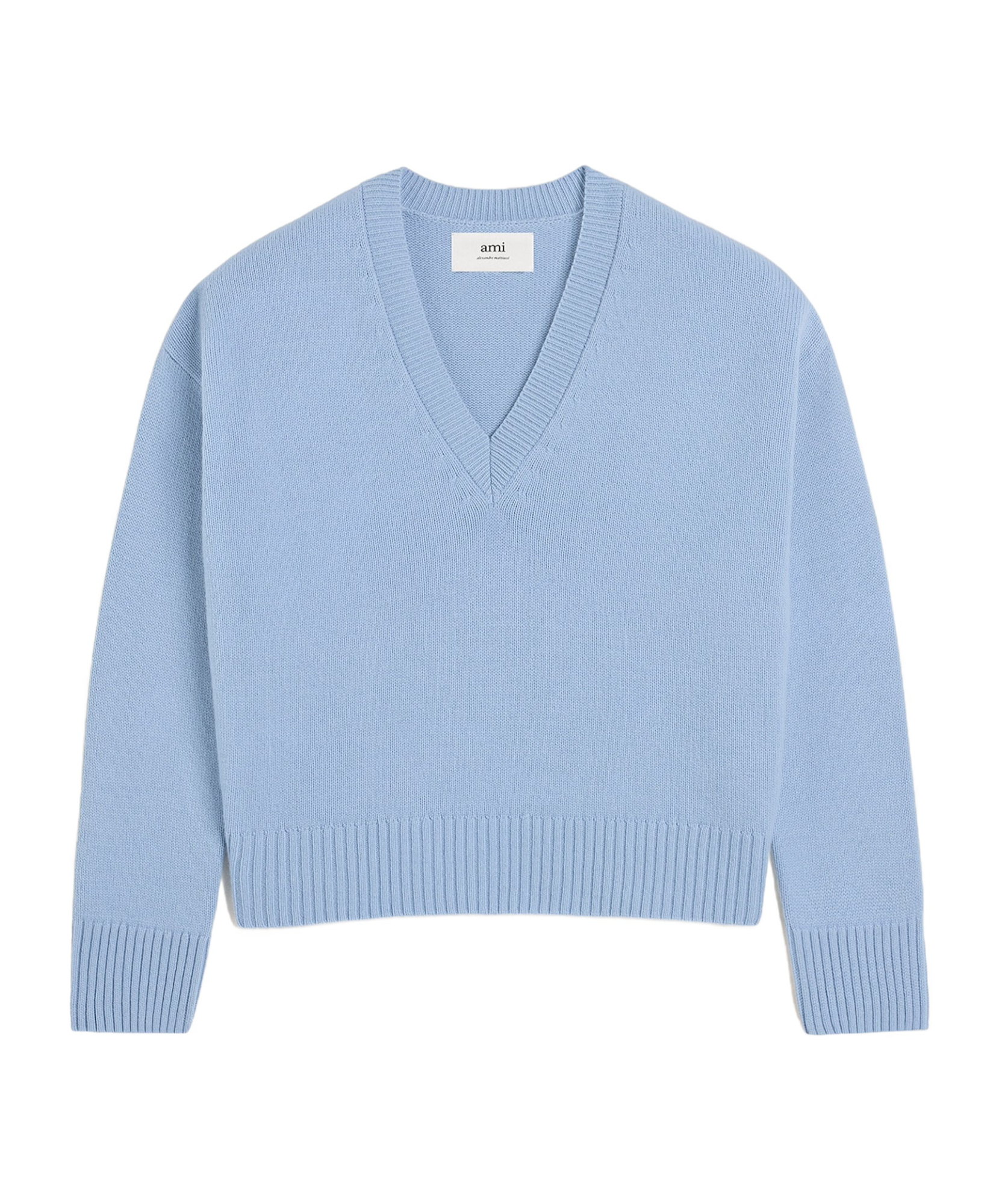 Ami Alexandre Mattiussi V-neck Wool Cashmere Sweater In Blue