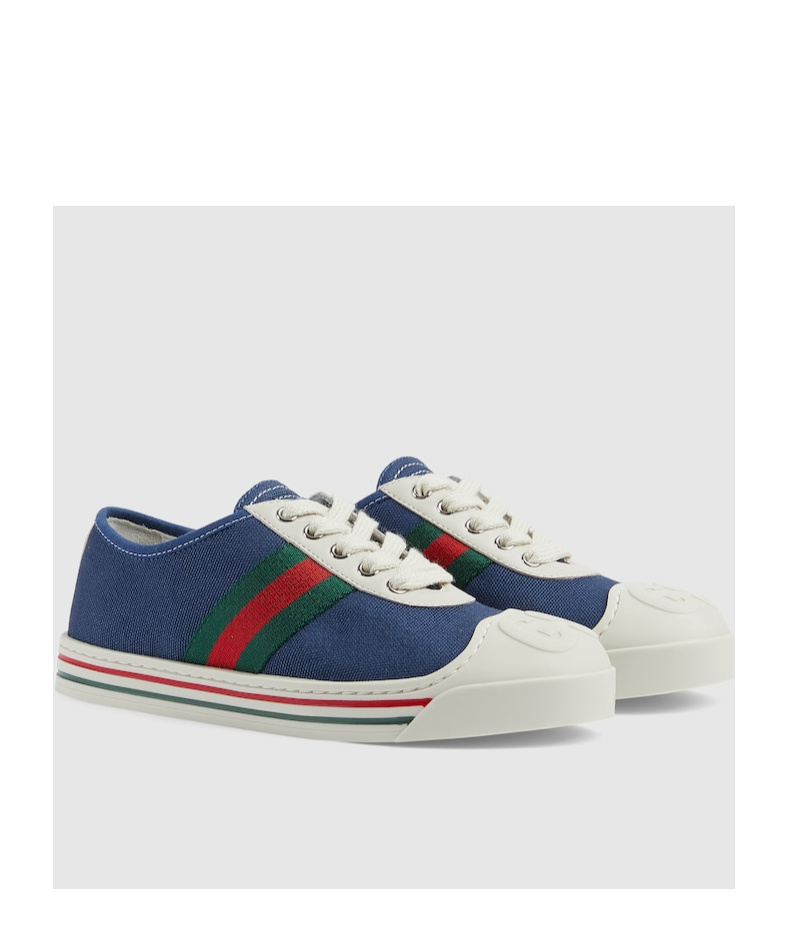 Gucci Logo-embossed Canvas Sneakers In Blue