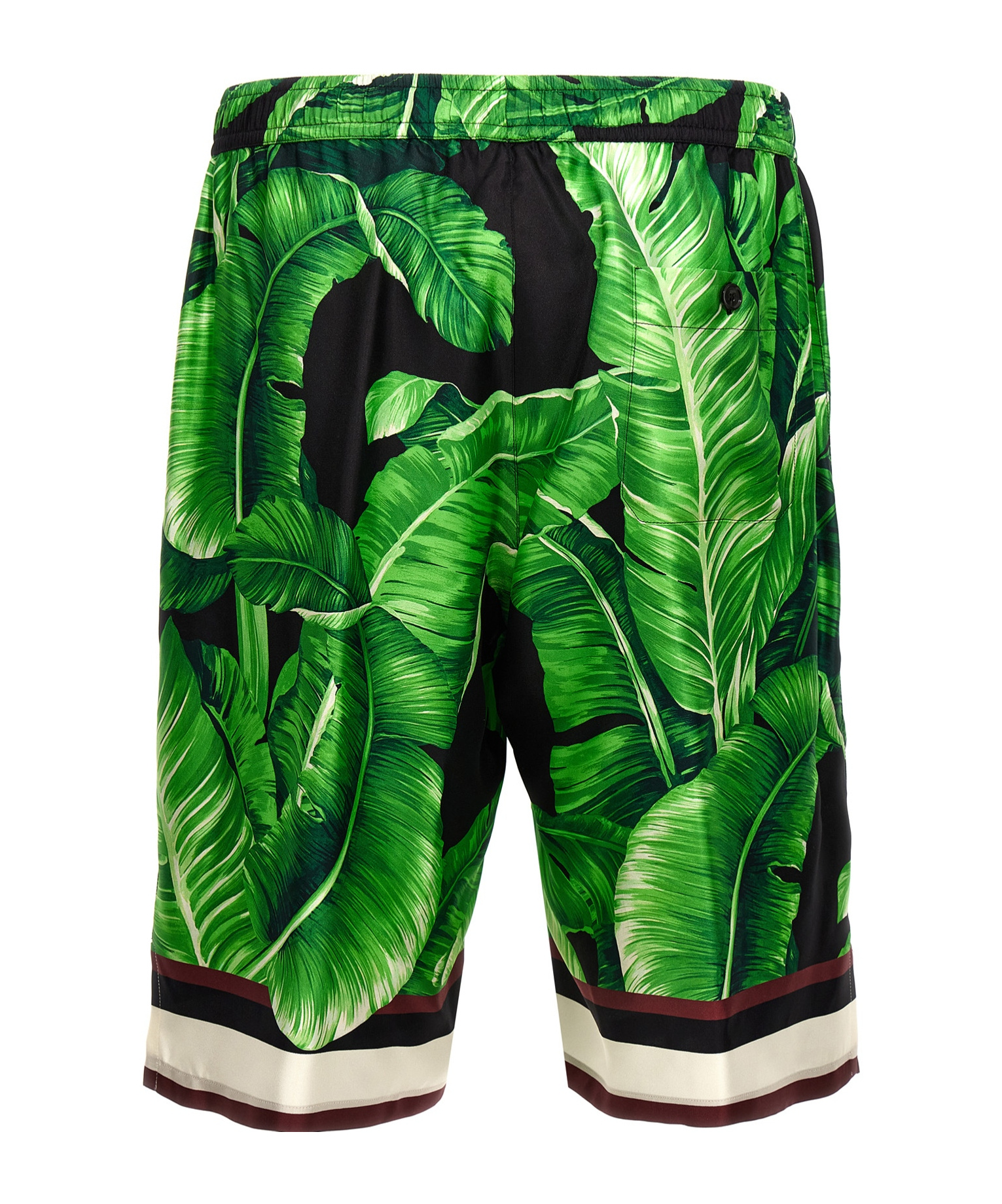 Dolce & Gabbana Bermuda Shorts With All-over Leaf Print In Green