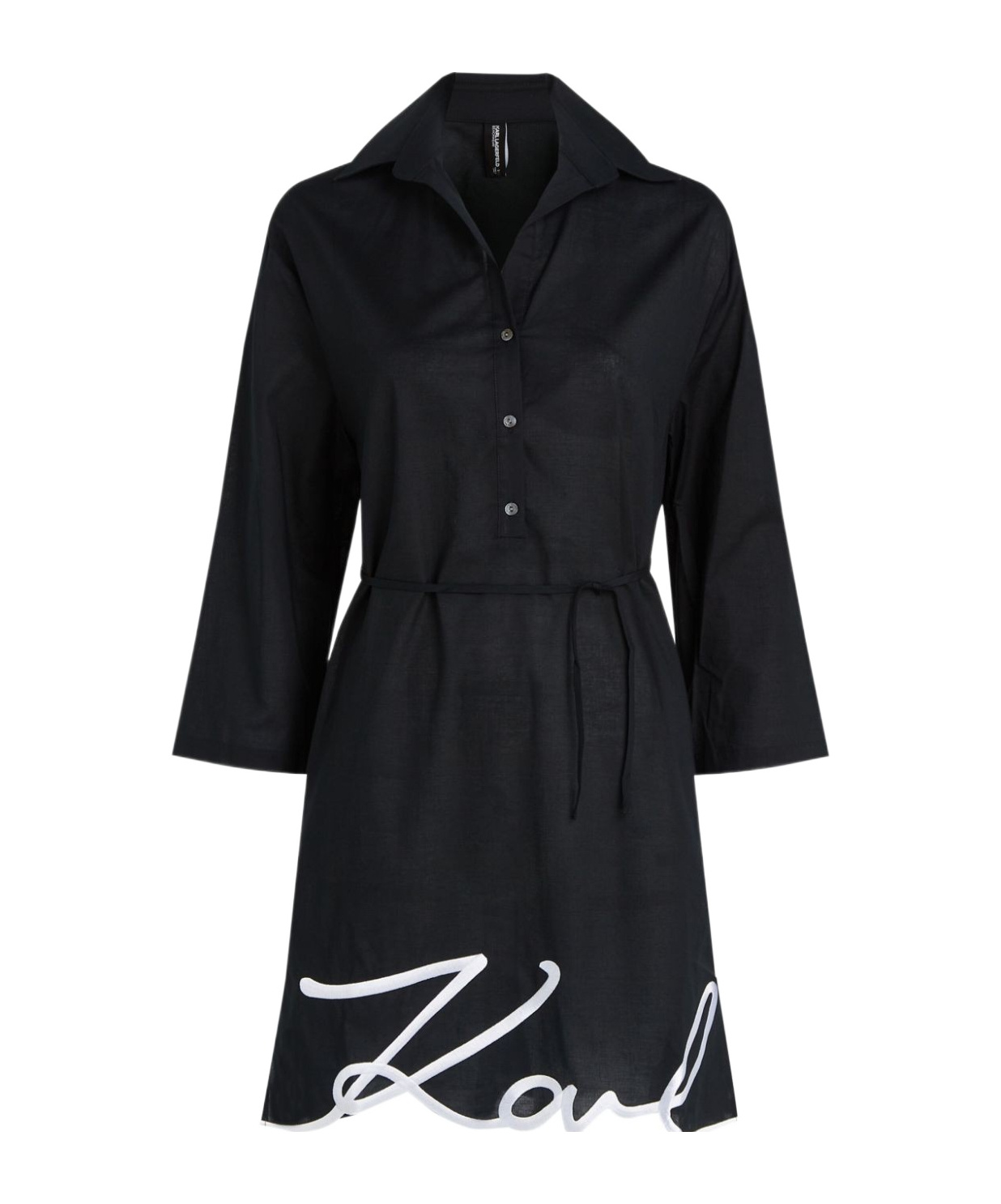 Karl Lagerfeld Dna Signature Semi-sheer Beach Dress In Black