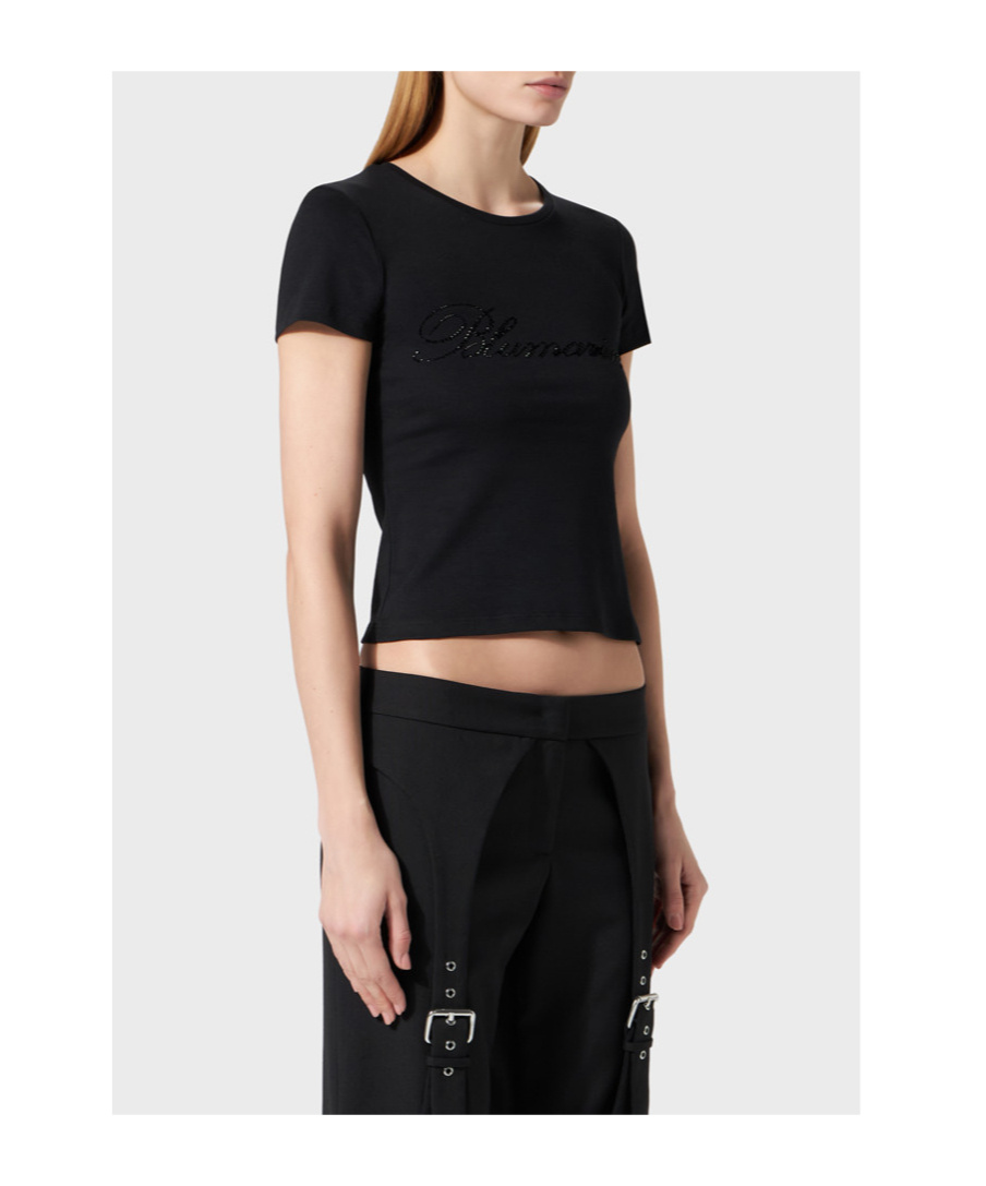 Blumarine Logo-embellishment Cotton T-shirt In Black
