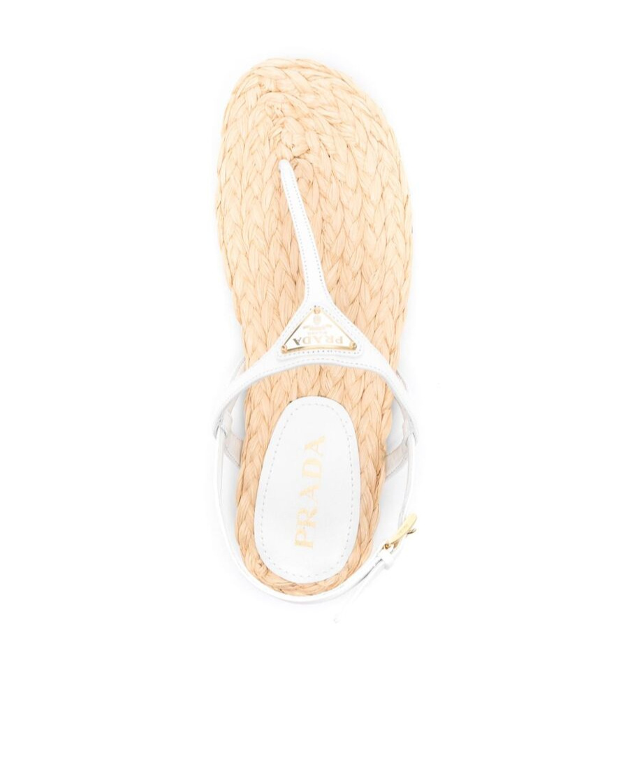 Prada White Leather Sandals In White