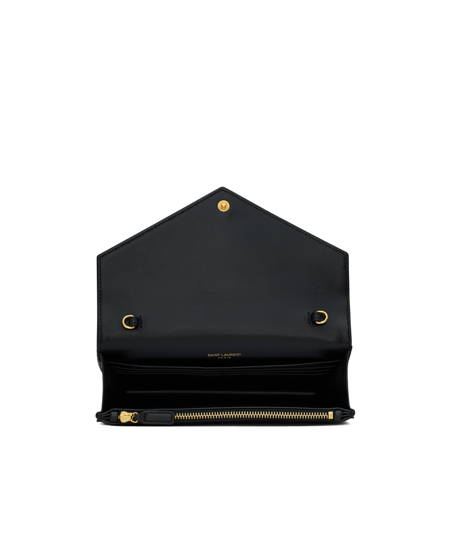 SAINT LAURENT CASSANDRE ENVELOPE CHAIN WALLET IN LAMBSKIN
