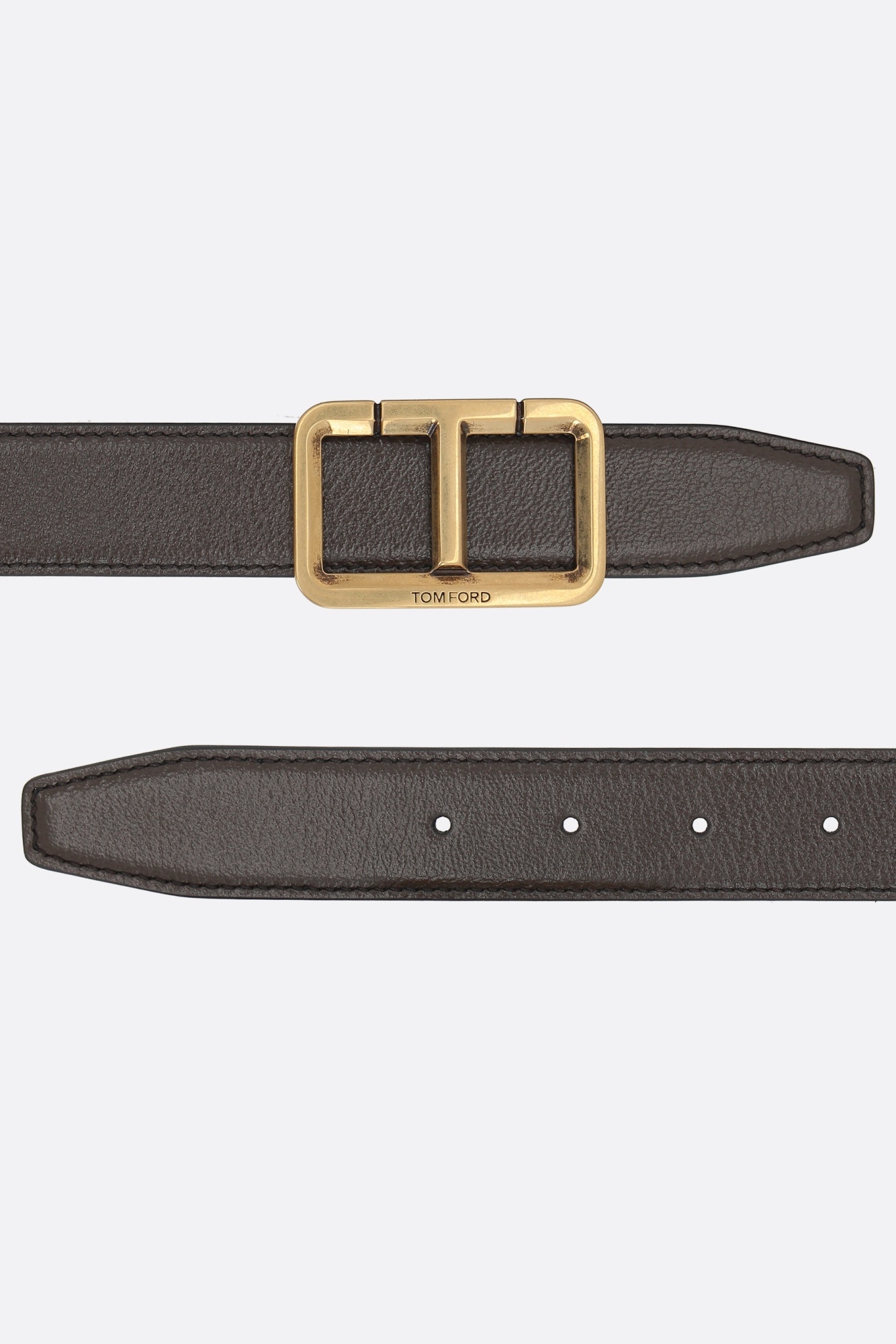 Tom Ford T-buckle Leather Belt In Black