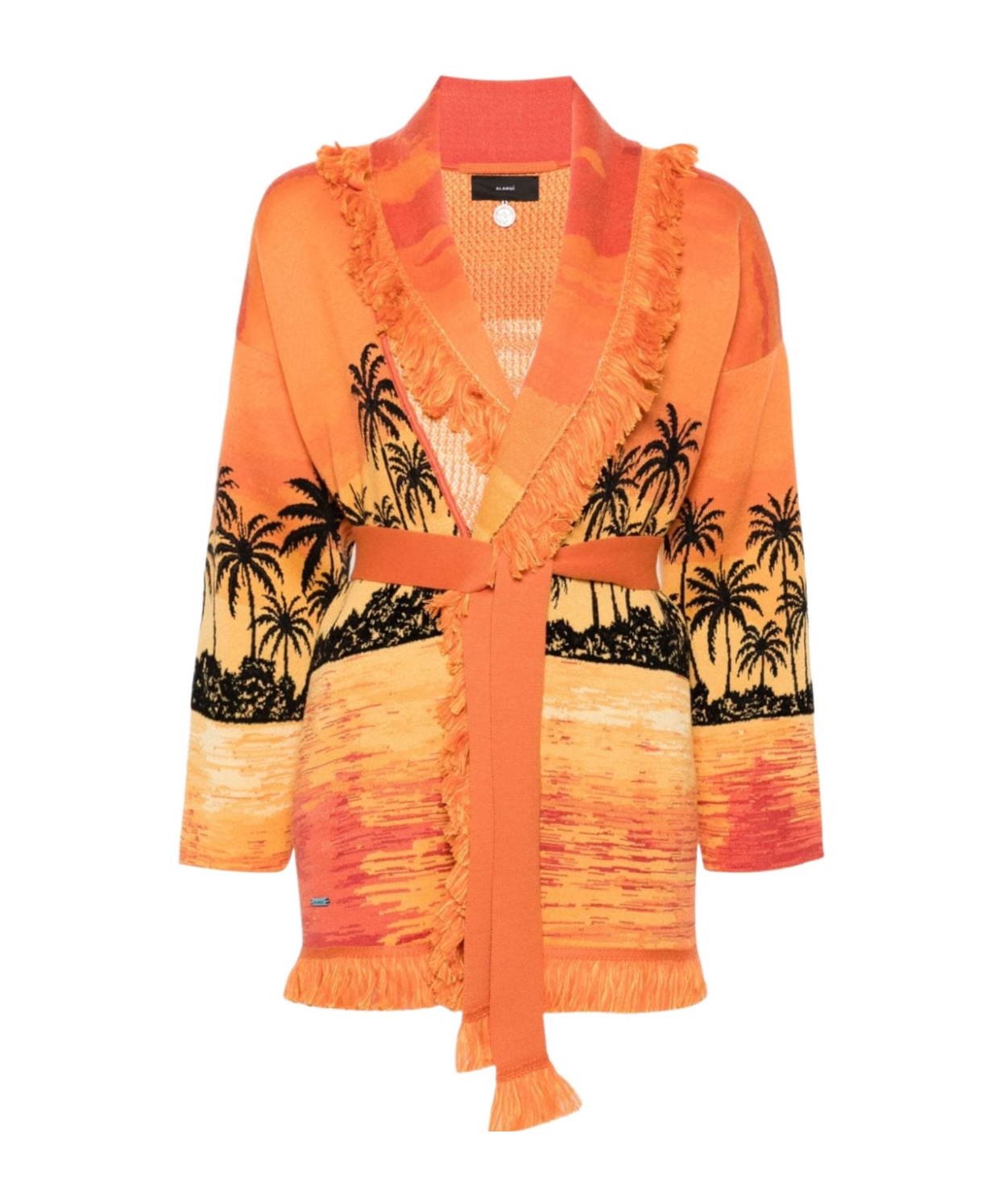 Alanui Jacquard Landscape Cardigan In Orange