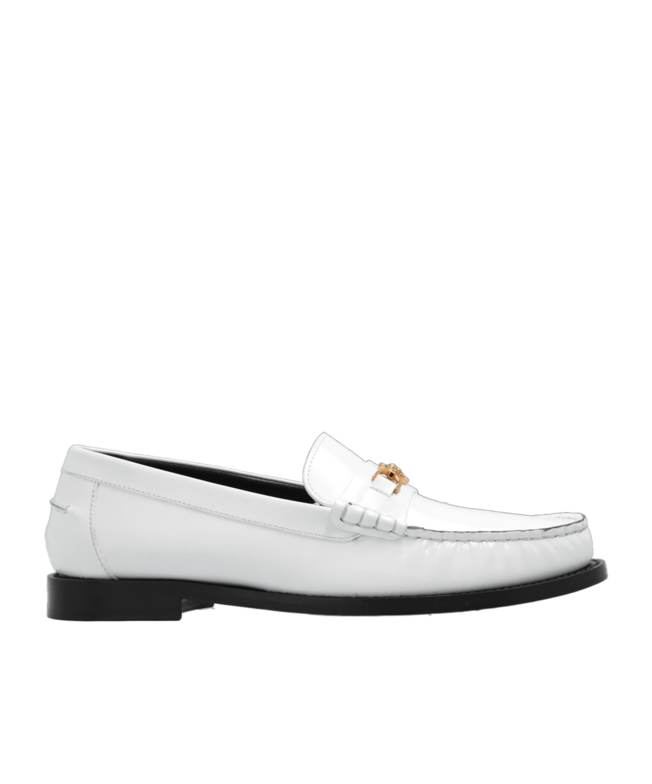 Versace Logo-plaque Slip-on Loafers In White