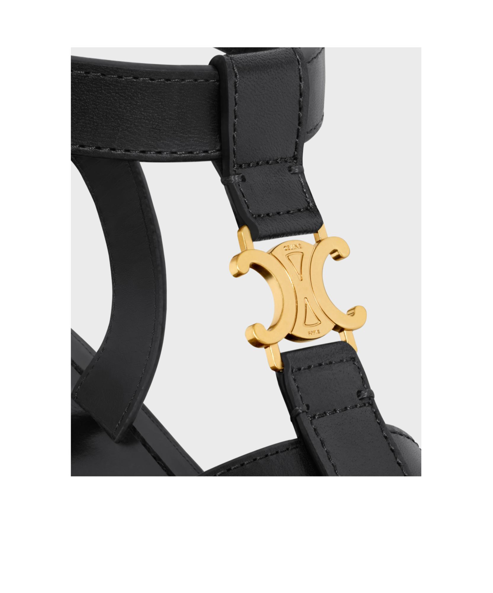 Celine Logo Buckle Platform Sandals In Black