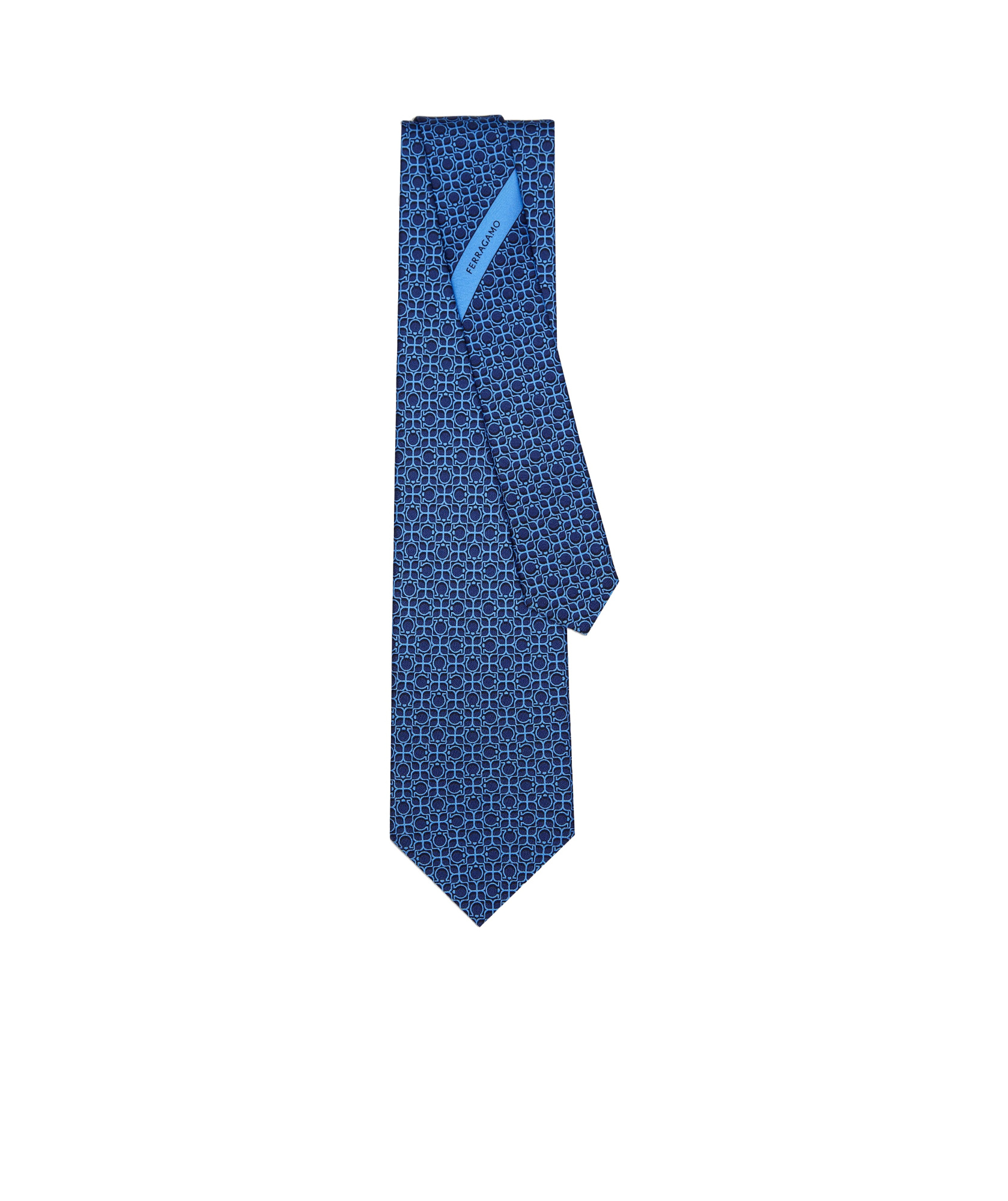 Ferragamo Totem Printed Silk Tie In Blue