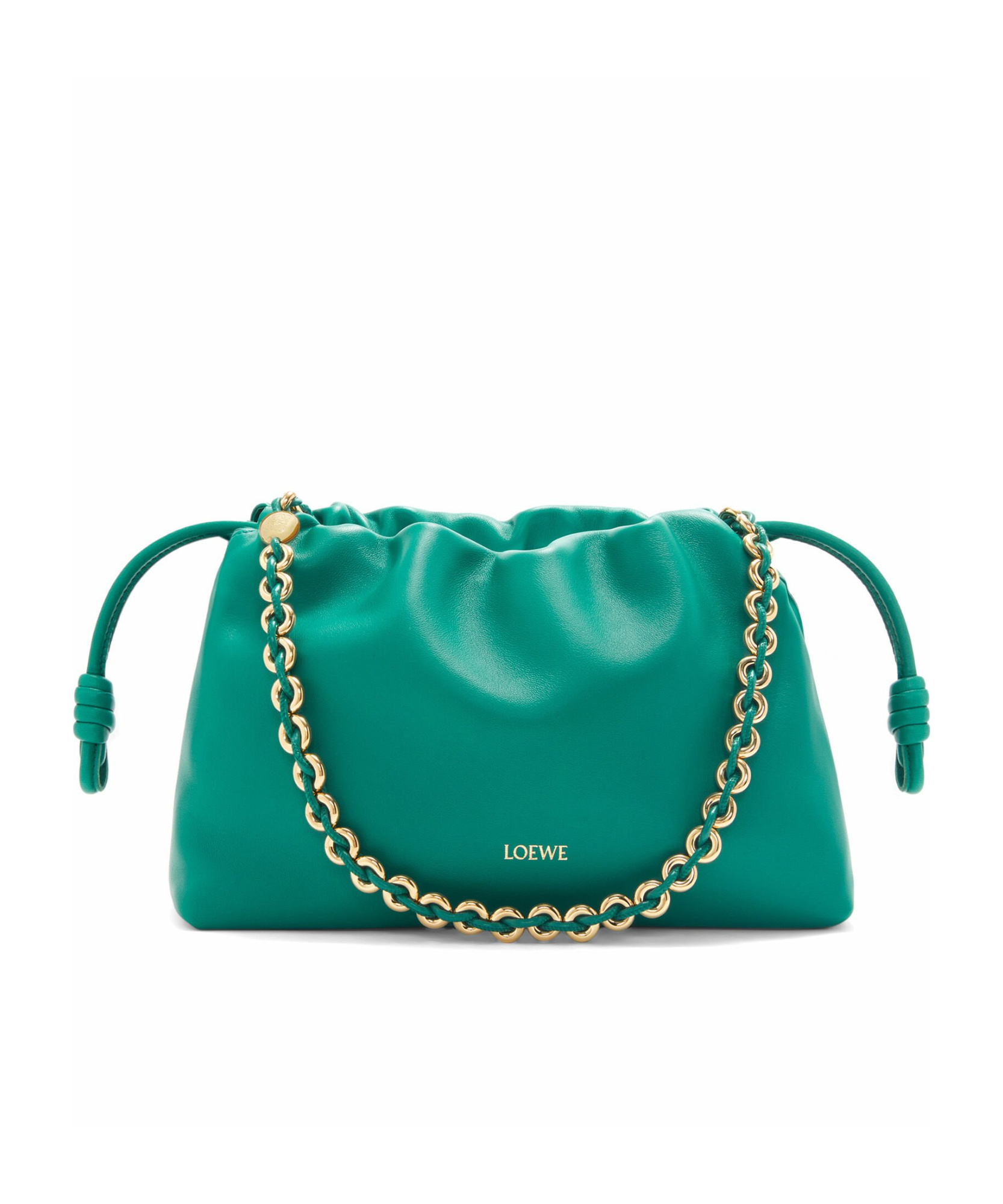 Loewe Flamenco Medium Pleated Shoulder Bag In Green