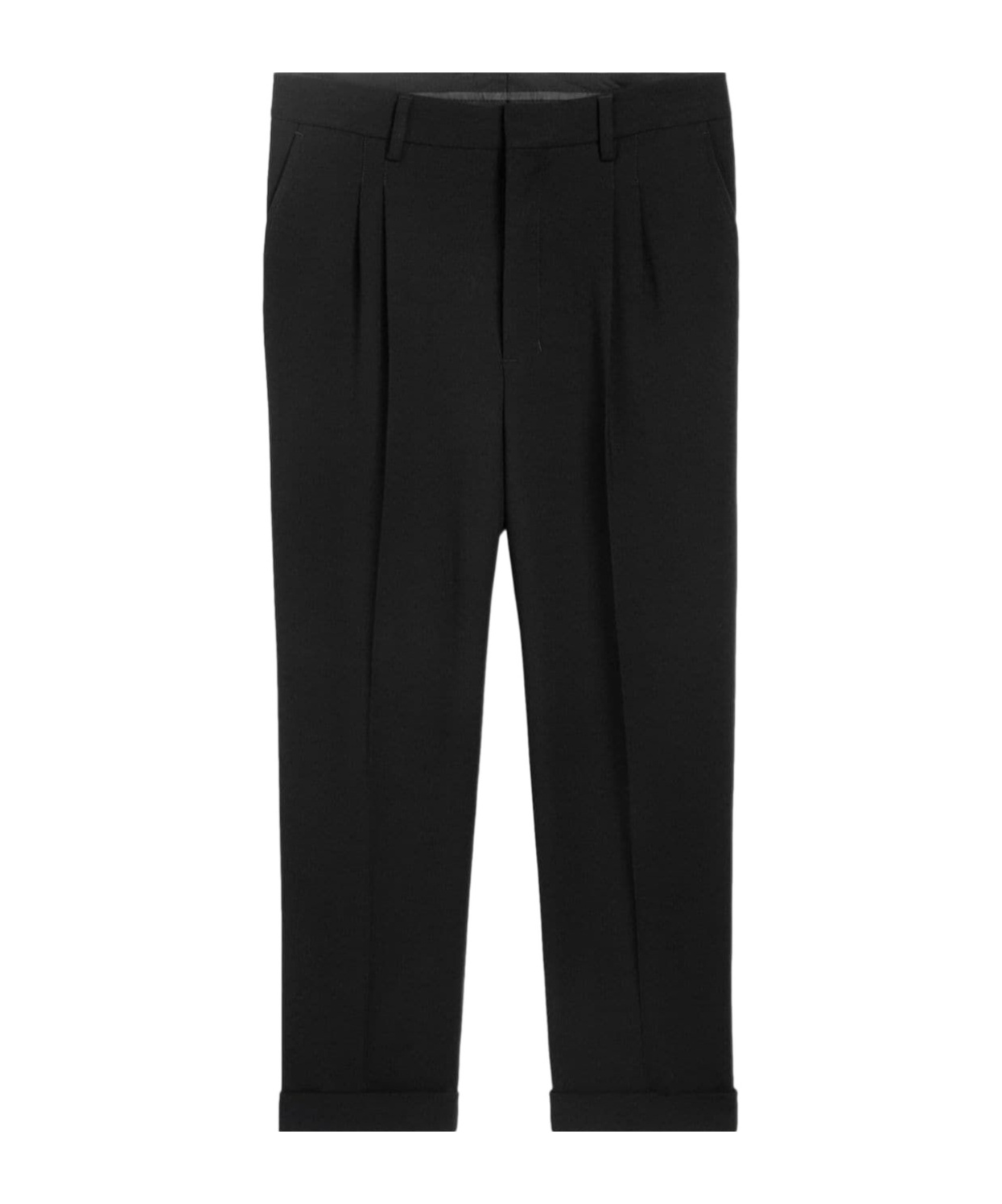 Shop Ami Alexandre Mattiussi Ami Paris Pleat-detailed Turn-up Cuffs Tailored Trousers In Black