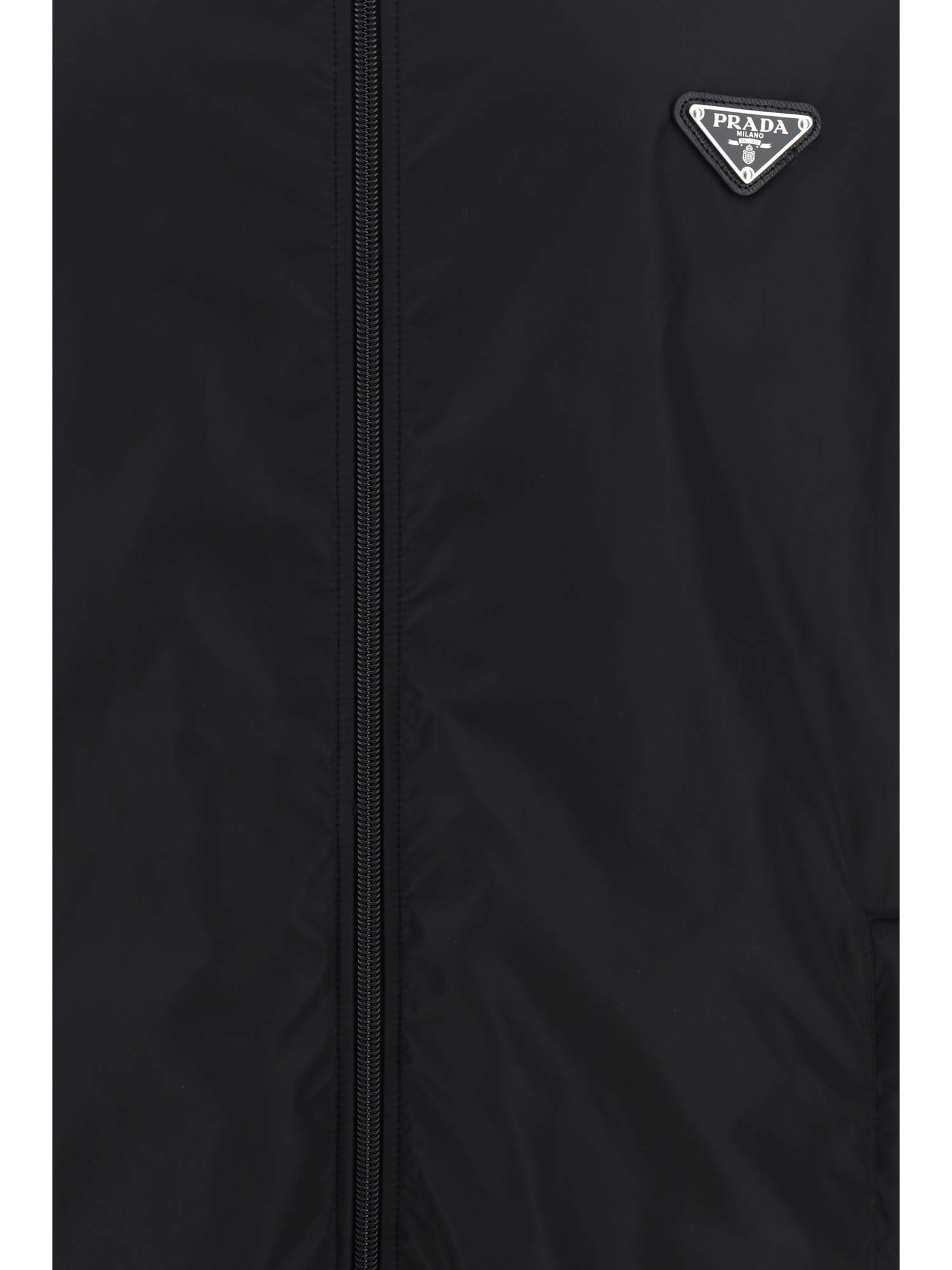 Prada Re-nylon Panelled Bomber Jacket In Black