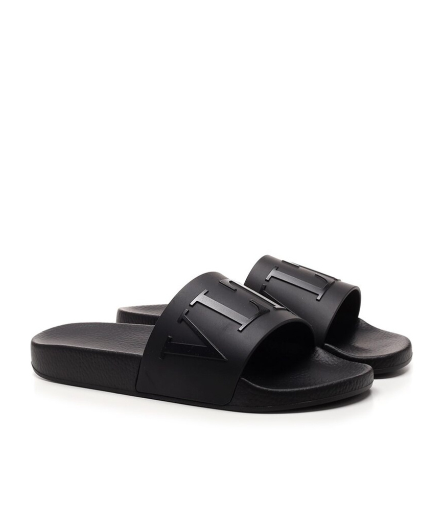 Valentino Garavani Man Sandals Black Size 7 Textile Fibers In Black