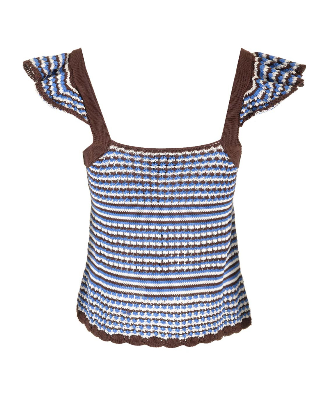 A.p.c. Multicolor Crocheted Tank Top In Blue