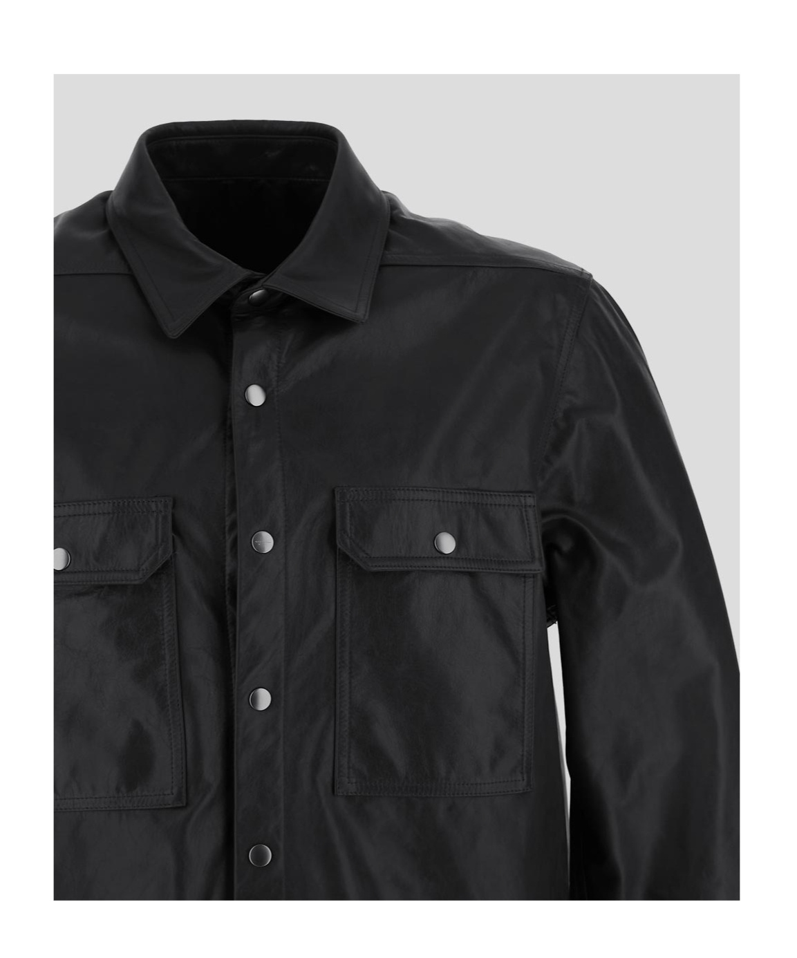 Shop Rick Owens Outershirt Leather Jacket In Black